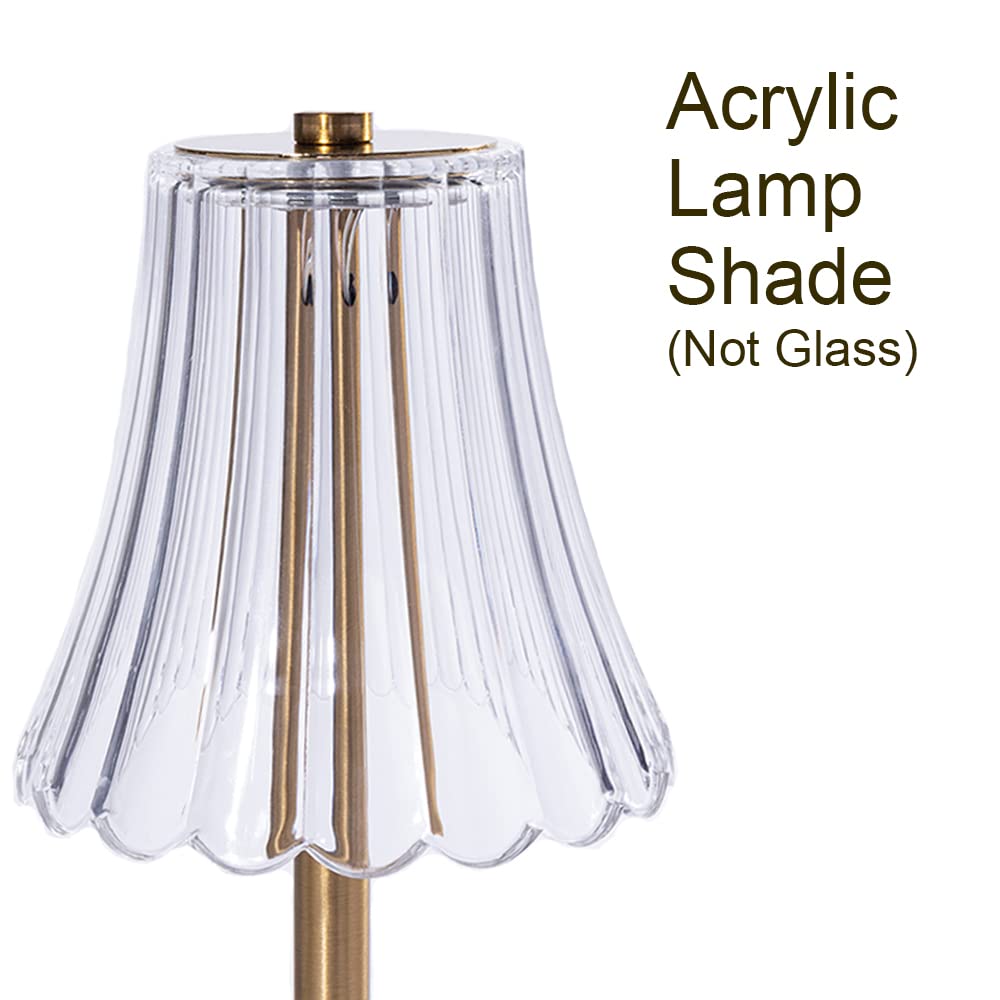 HEQET Cordless Table Lamps for Home,Table,Dining Room, Gold Rechargeable Lamps, USB Charge 12 Tall LED Brass Portable Outdoor