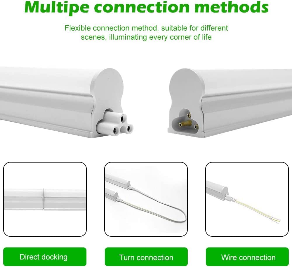 Lightingwill Led T5 Integrated Fixture 3Ft 14W 4000K Natural White, Linkable Led Shop Light, Under Cabinet & Ceiling Light, Cord