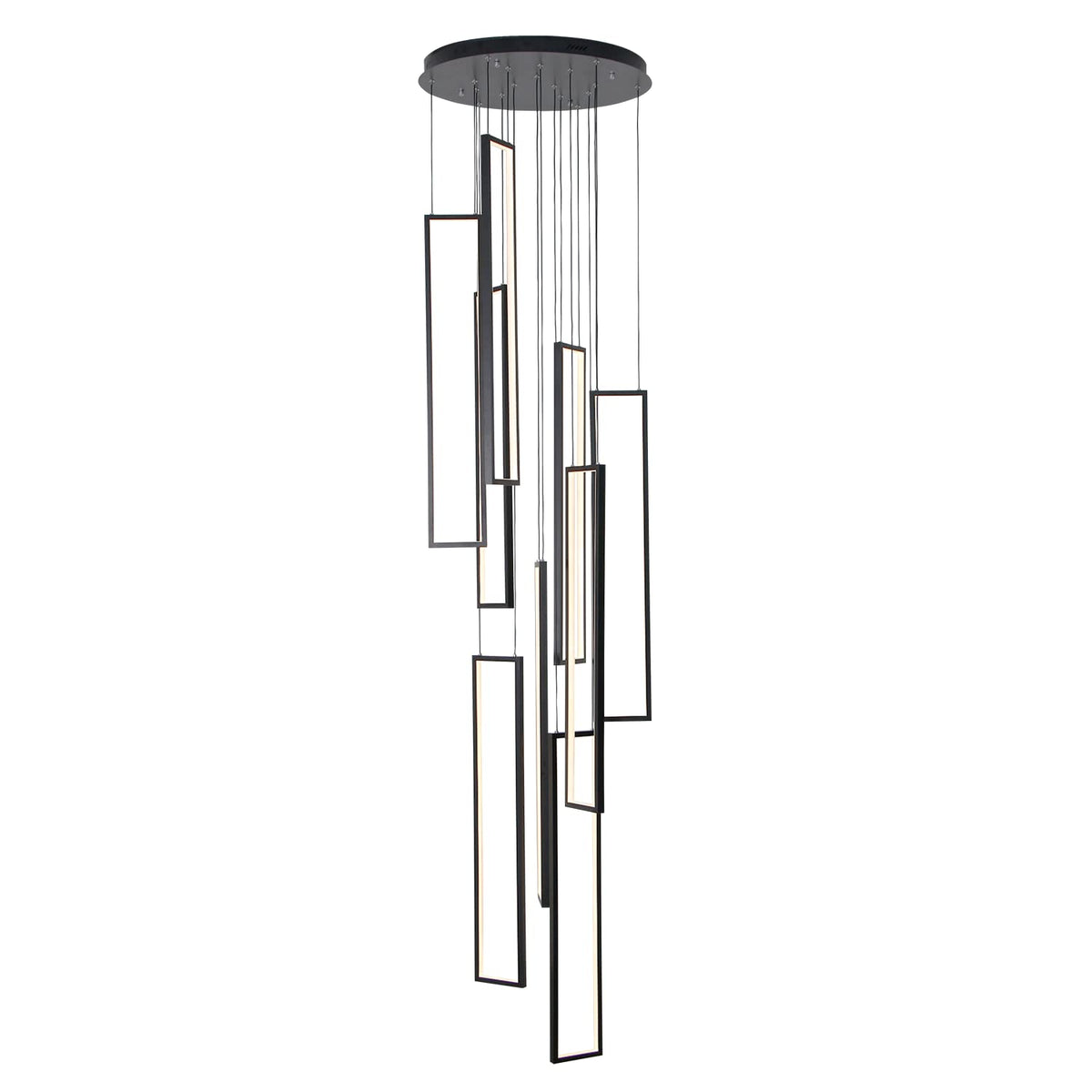 Umeiluce 9 Lights Large Chandelier Pendant Modern Led Dimmable Ceiling Hanging Lamp For Stair Hotel Villa,Black High Ceiling Light Fixture,D23.6 Inches