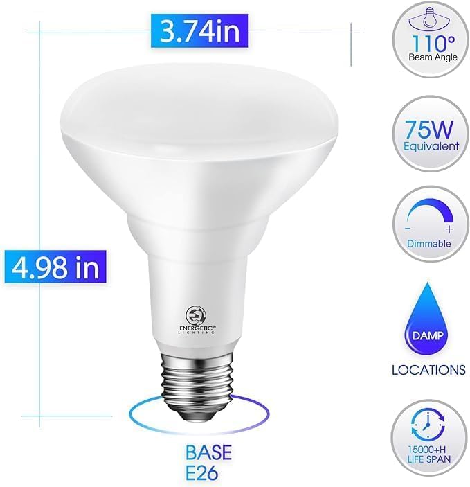 Energetic Br30 Led Recessed Light Bulb, 9W=75W, 3000K Warm White, 900Lm, Dimmable Ceiling Flood Light Bulb For Cans, Cri80+, Ul Listed, 20Pack