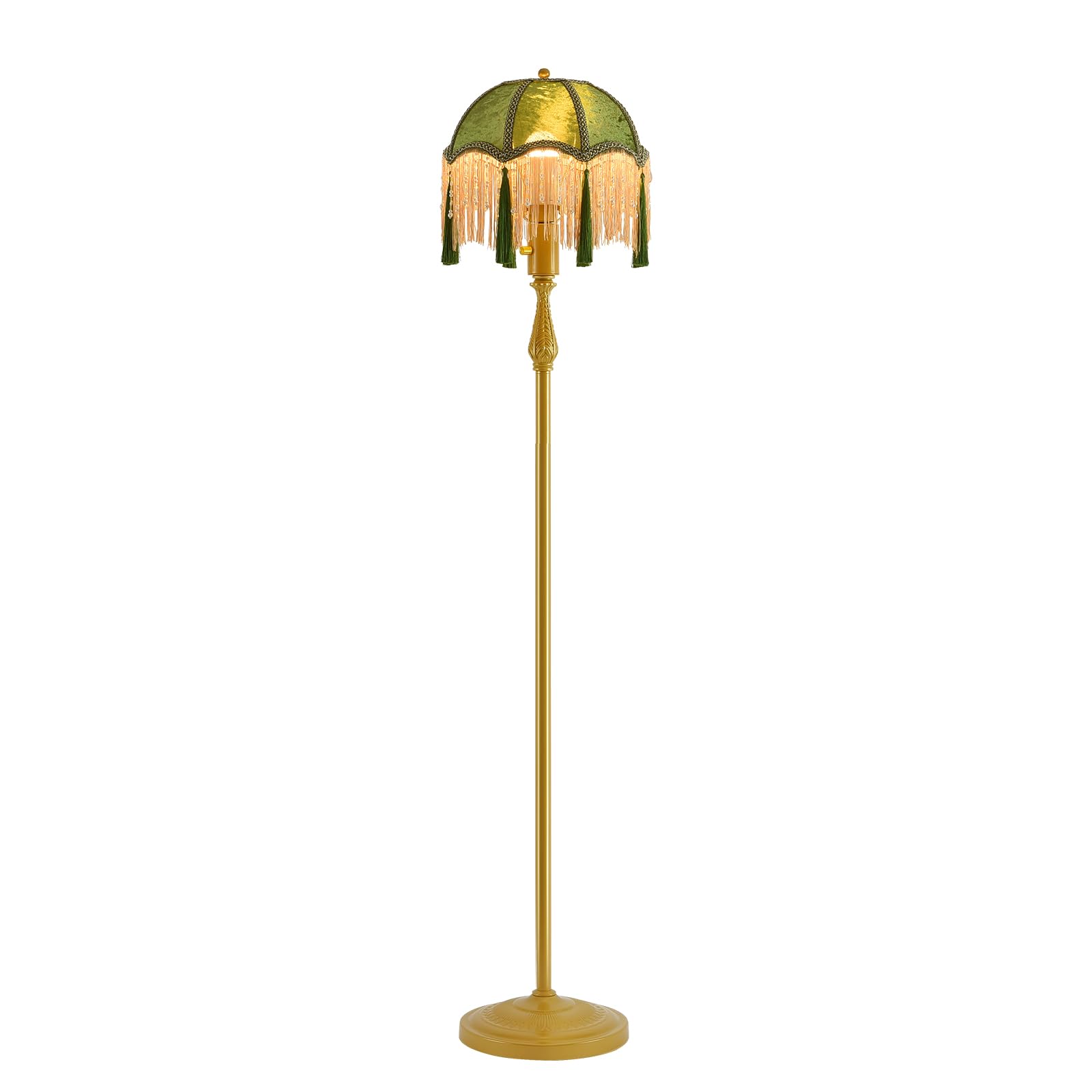 WEILASA Retro Tassel Floor Lamp with Adjustable Light Simple Upright Metal Base LED Night Lamp for Room 13 Wide, 62.7 High