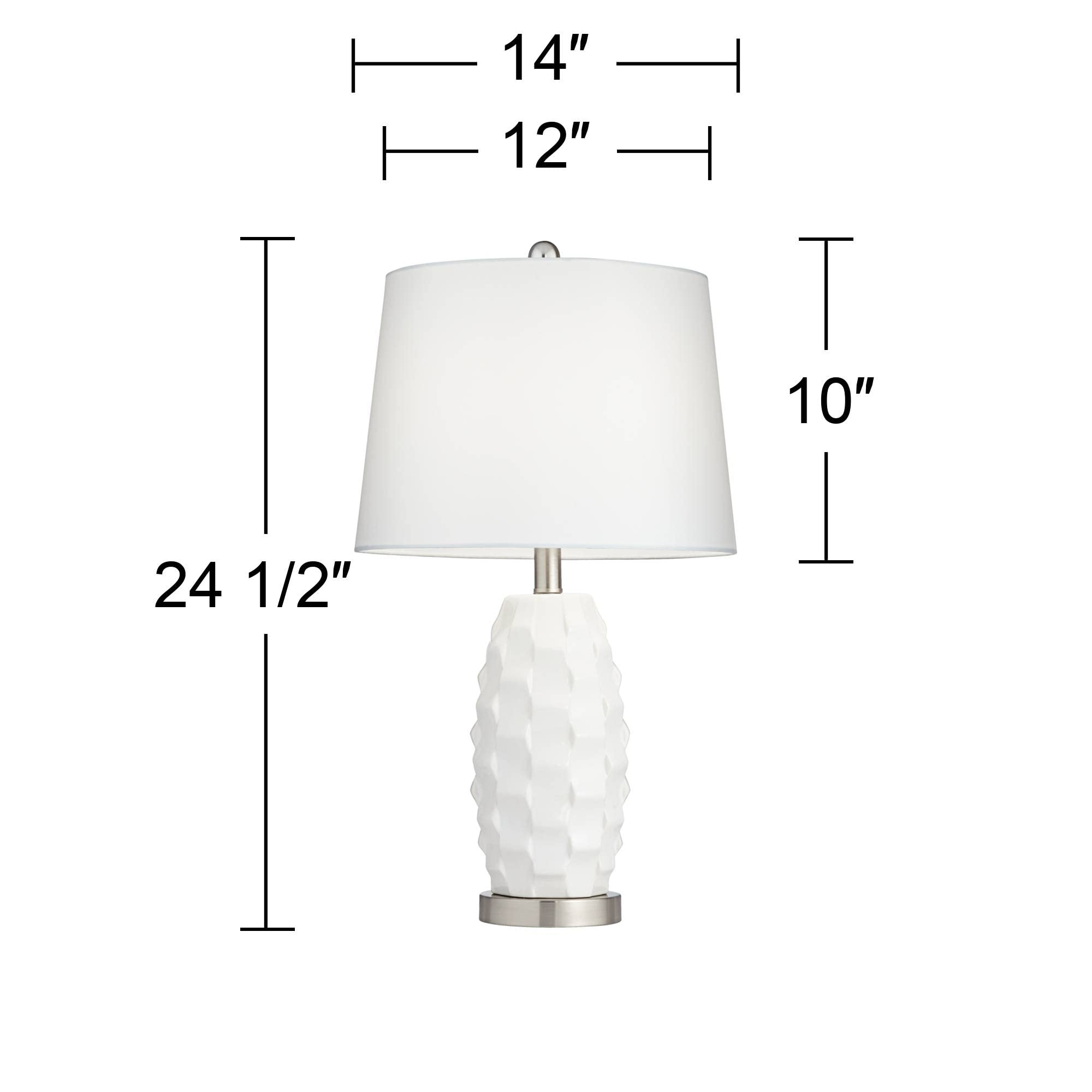 360 Lighting Accent Table Lamps Set of 2, 24.5in High, White Ceramic with Hardback Shade, Model 79G37