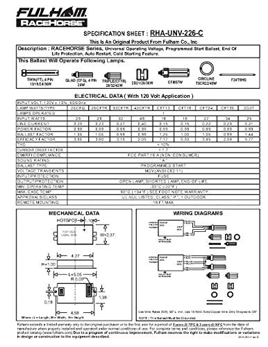 Fulham Lighting Fulham Racehorse Cfl Ballast, Rha-Unv-226-C , White