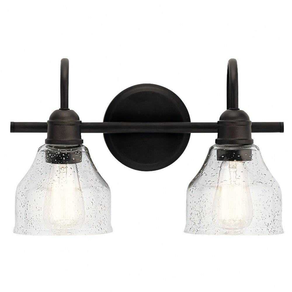 Kichler Avery 14.75 2 Light Vanity Light with Clear Seeded Glass in Olde Bronze