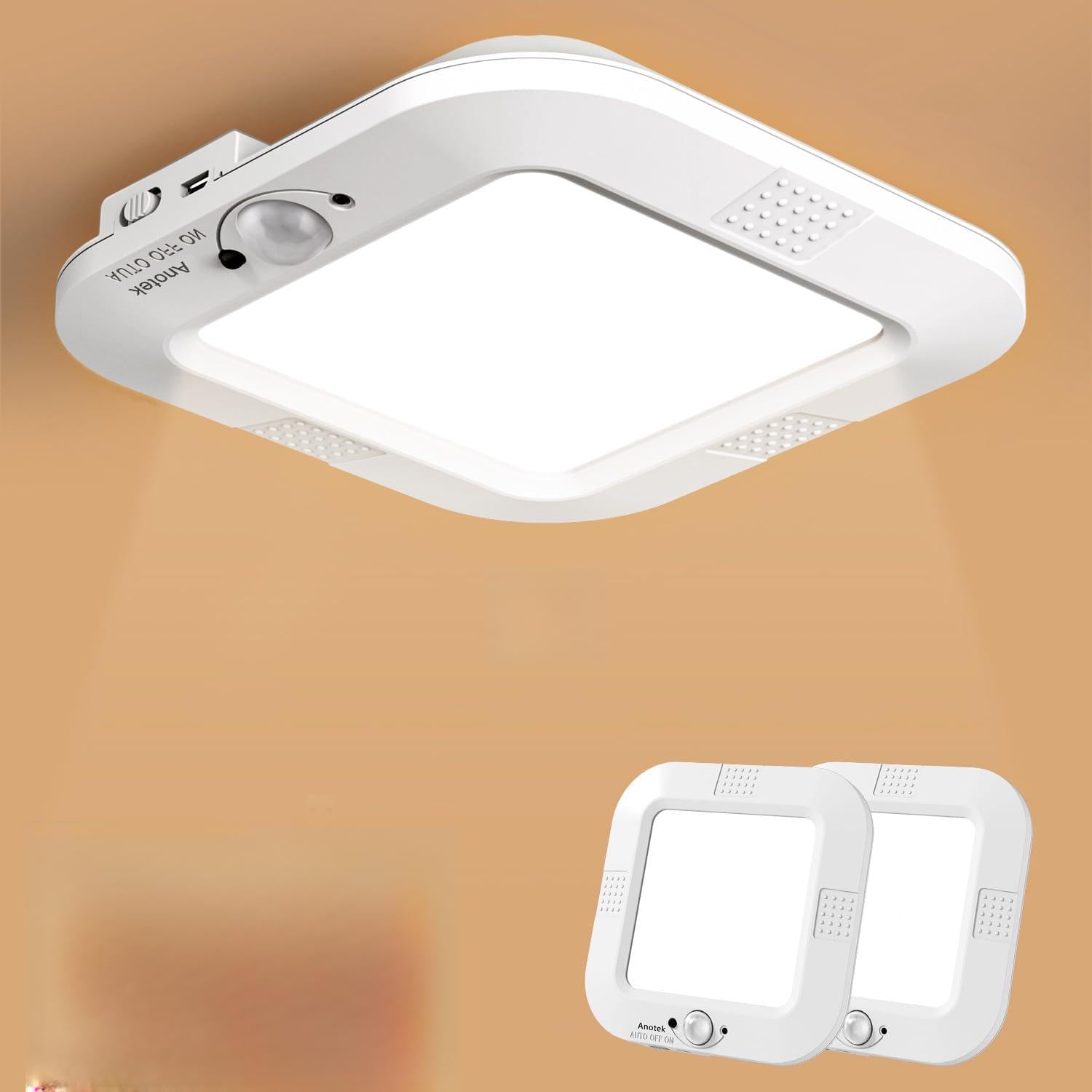 Motion Sensor Ceiling Light fixture, Rechargeable Ceiling Light Battery Operated, Cordless Closet Light with Remote, LED Shower 