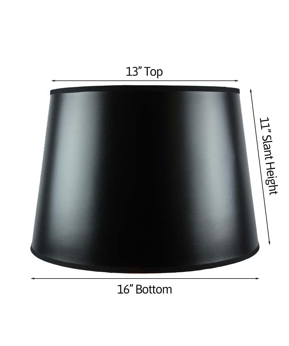 HomeConcept Floor Lampshade - 13x16x11 Black Parchment with Brass Spider Fitter - Large, Black, Model 131611EHBP