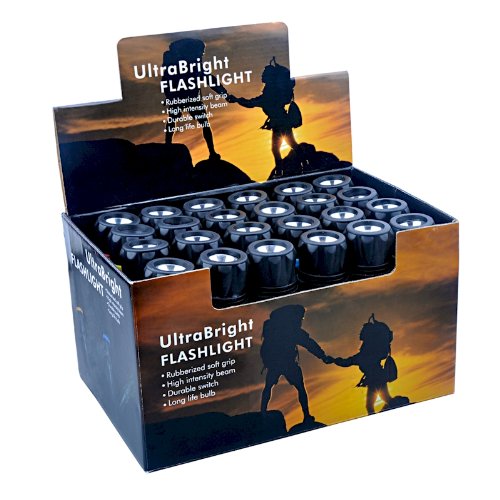 Barton Outdoor Led Flashlights - 3 Bright Bulbs Each - Easy On/Off Switch - Water-Resistant Rubberized Case - Wrist Strap - Box Of 24 - Ready For Countertop Display