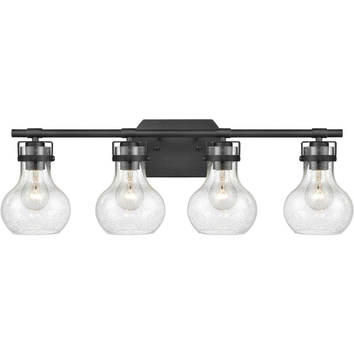 Elk Home Salamanca 4-Light Vanity Light, Matte Black, Clear Seeded Glass, Transitional Style