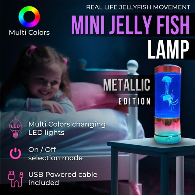 Wireless Express LuminaJellyfish Mood Lamp with LED Lights - Realistic Jellyfish Motion, Multi-Color Changing LED Modes, Auto Sh