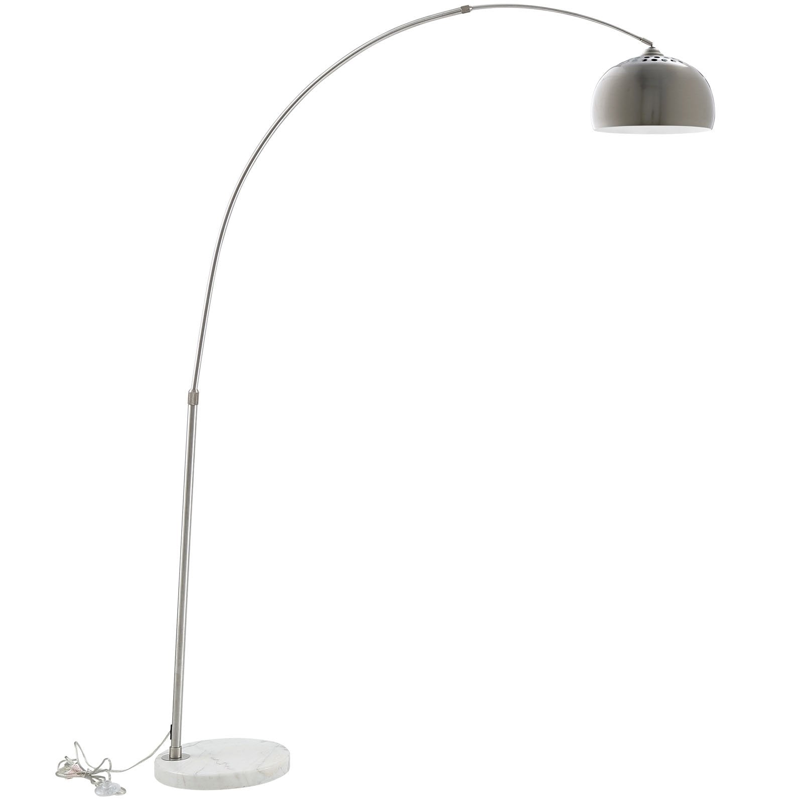 Modway Arco Style Lamp - Stainless Steel, White Round Marble Base, Model EEI-124-WHI-P