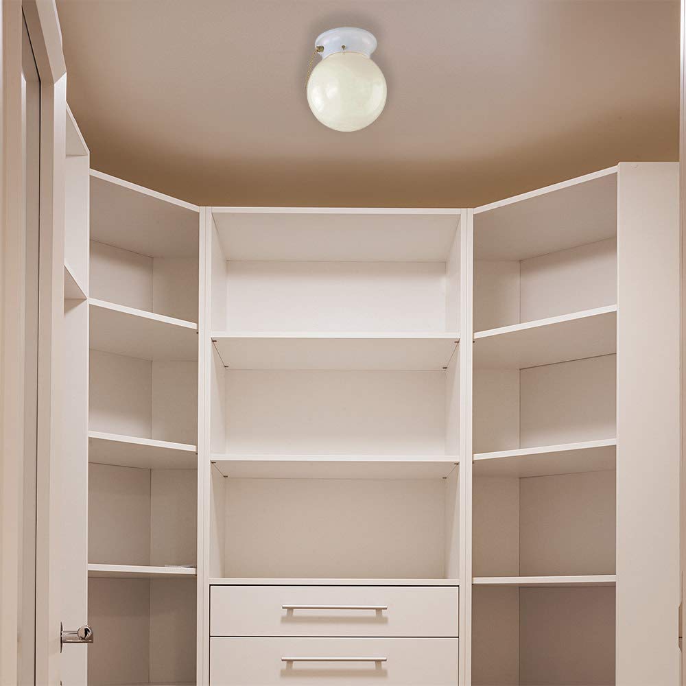 Design House 1 Light Ceiling Light, Small, White Alloy Steel, Model 510032