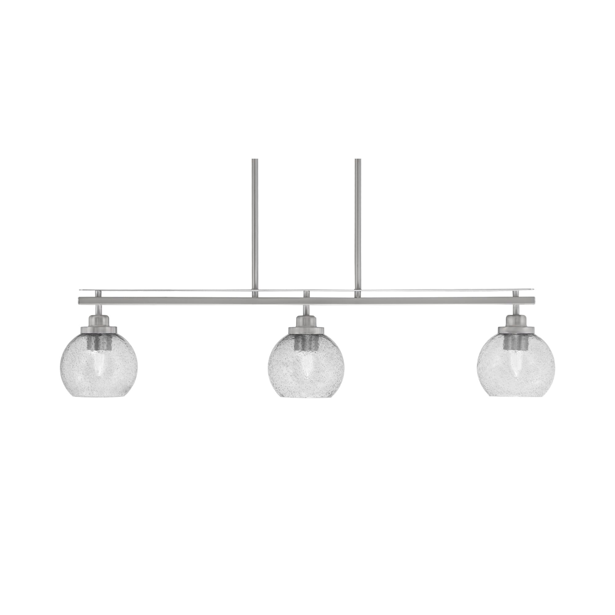 Toltec Lighting Odyssey 3 Light Island Light, Brushed Nickel Finish, 5.75in Smoke Bubble Glass