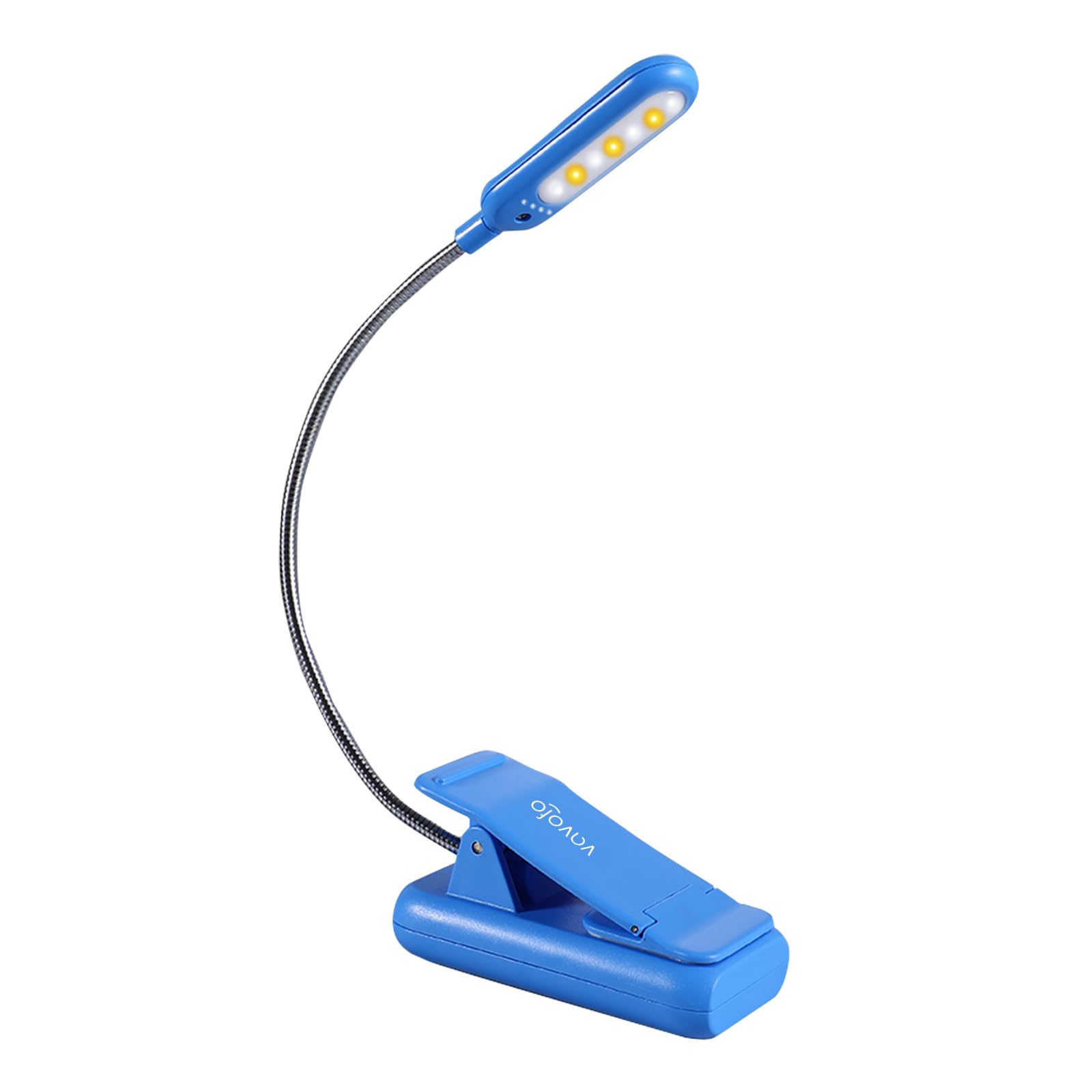 VAVOFO Rechargeable Book Light, 7 LED, 9-Level Warm Cool White, Eye Care, Model KM-6720, Blue Lotus