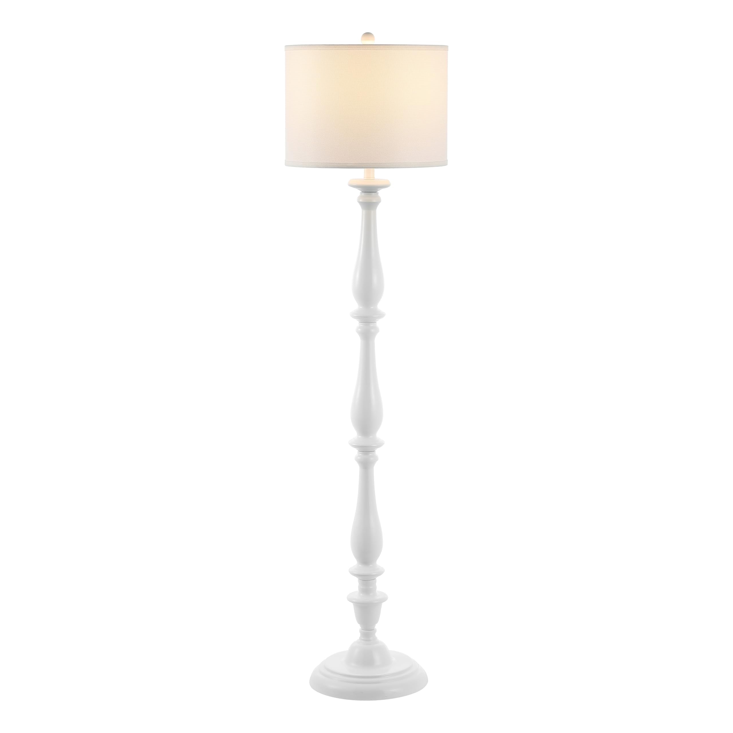 SAFAVIEH Lighting Collection Bessie Farmhouse Candlestick, Metal, White 62-inch Living Room Bedroom Home Office Standing Floor L