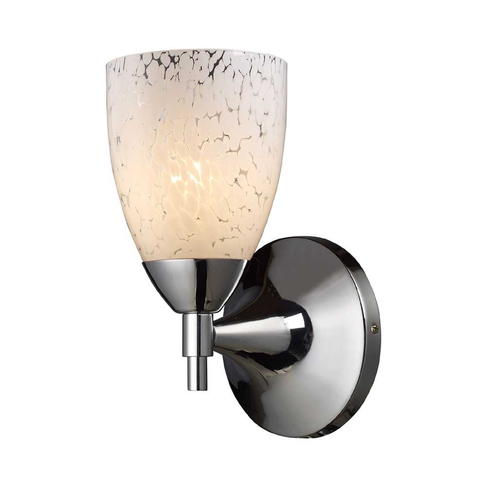 Elk Lighting 10150-1Pc-Sw 1 Light Contemporary Wall Sconce, Polished Chrome, Snow White Glass