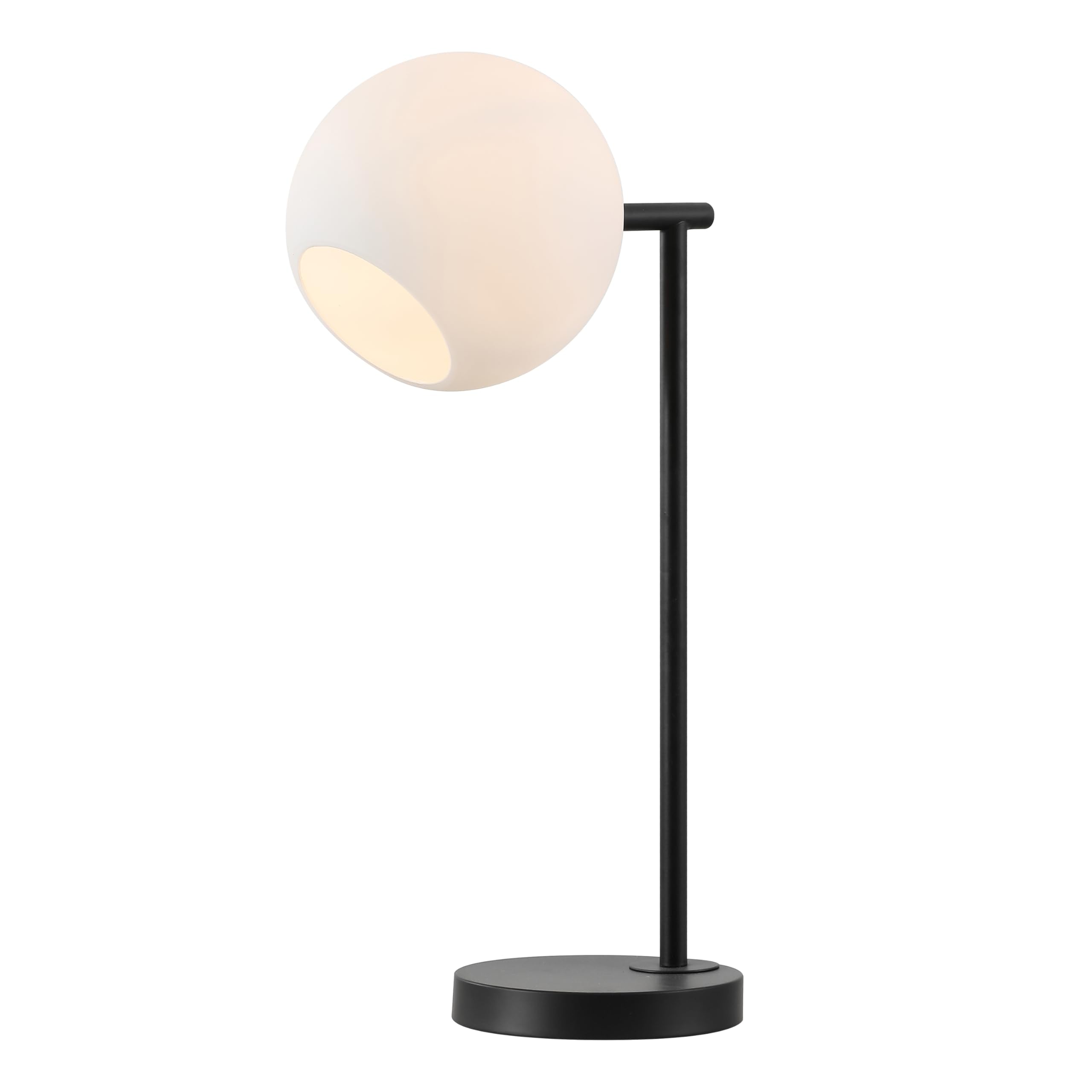JONATHAN Y 20.5 Black Modern Metal Marble LED Bedside Table Lamp for Bedroom, Frosted Glass Globe Shade, Minimalist Scandinavian