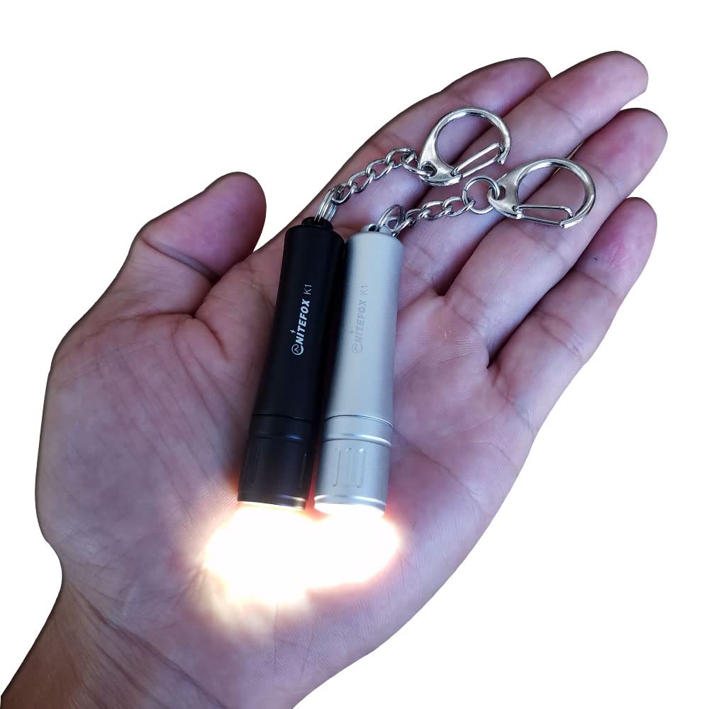 Nitefox K1 Mini AAA Keychain Flashlight 150 Lumens Compact EDC Light 2 PCS Black White