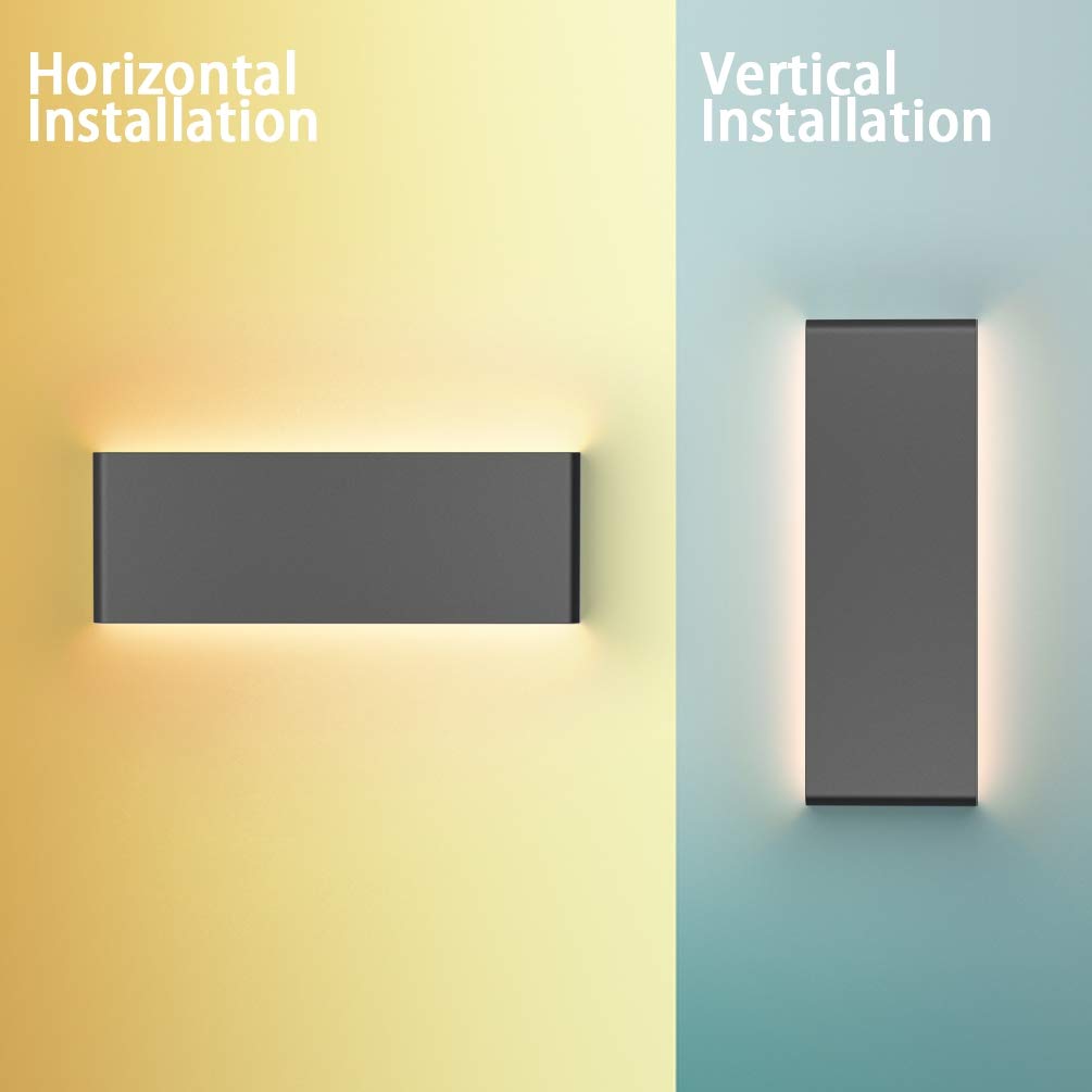 Aipsun 15.8in Matte Black Modern Vanity Light Up and Down LED Vanity Light for Bathroom Wall Lighting Fixtures (Warm Light 3000K