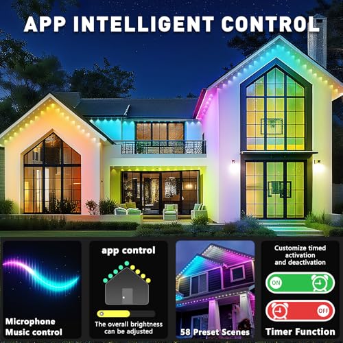 INZIDOL 100FT RGB Outdoor Lights, IP67 Waterproof, Smart Control, Holiday & Daily Use, Model OT-RGB-WY