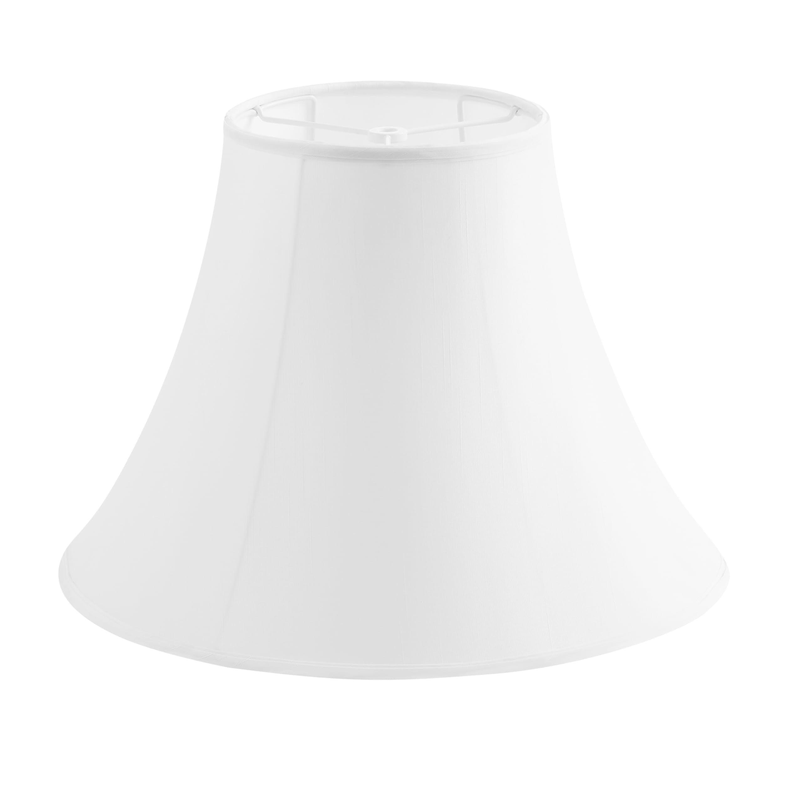 Aspen Creative 38018 Handsewn Bell Traditional Collapsible Spider Shade in White Faux Silk Fabric, 8 Top x 17 Bottom x 13 Slant