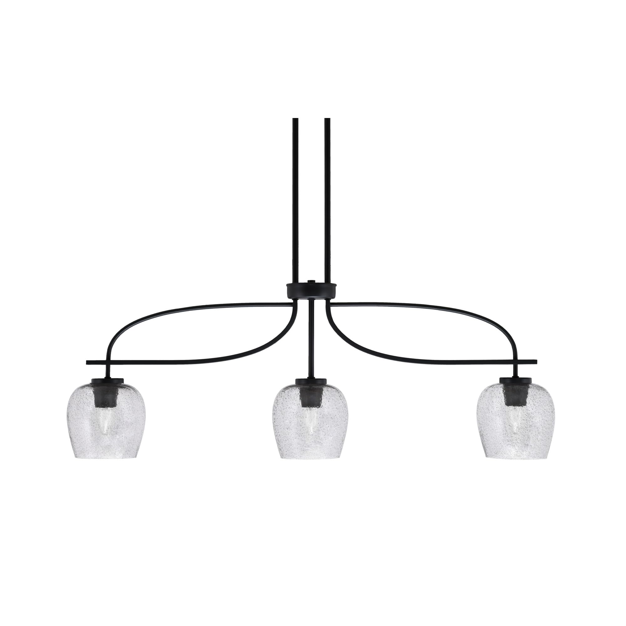 Cavella 3 Light Island Light Shown in Matte Black Finish with 6&quot; Smoke Bubble Glass