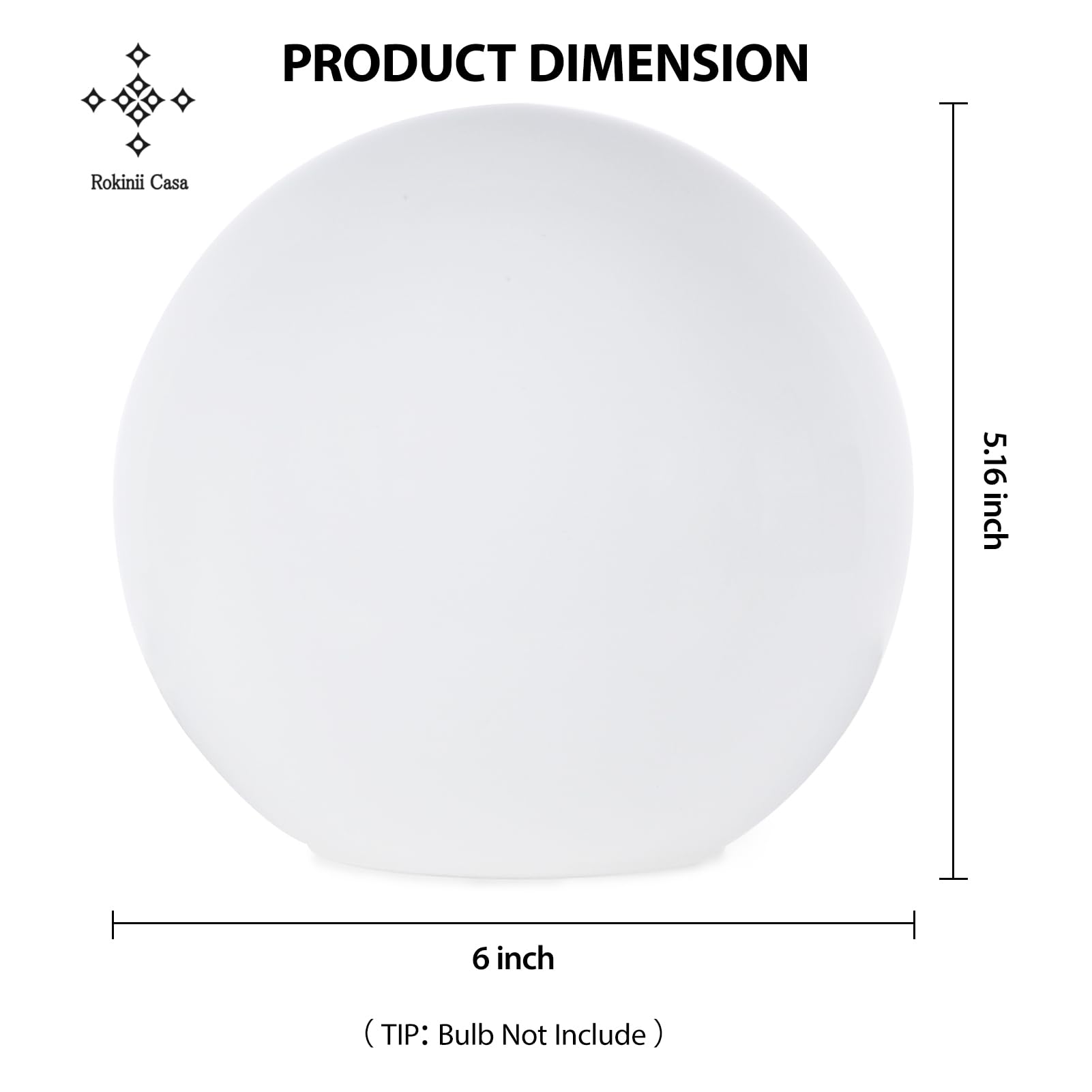 Rokinii Casa 6 Inch Opal White Glass Ball Table Lamp - Stylish Bookshelf Lighting for Bedroom, Dorm, and Office Decor