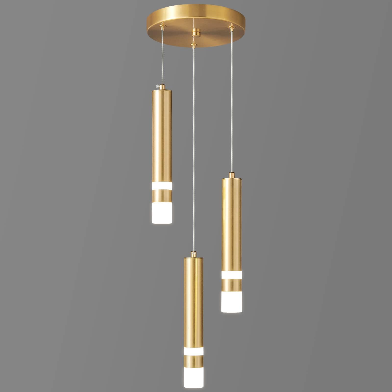 LIANGMH Modern Pendant Light Kitchen Fixture Dimmable LED Gold Mini Pendant Lighting fo Kitchen Island Bedroom Bedside Table Sma