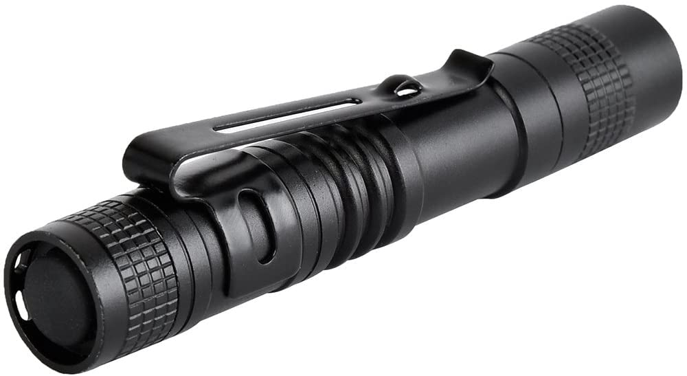 Modoao Ultra Slim Portable 900Lm Mini Led Flashlight Belt Clip Pen Light Tactical Torch 9 Cm (4 Pack)