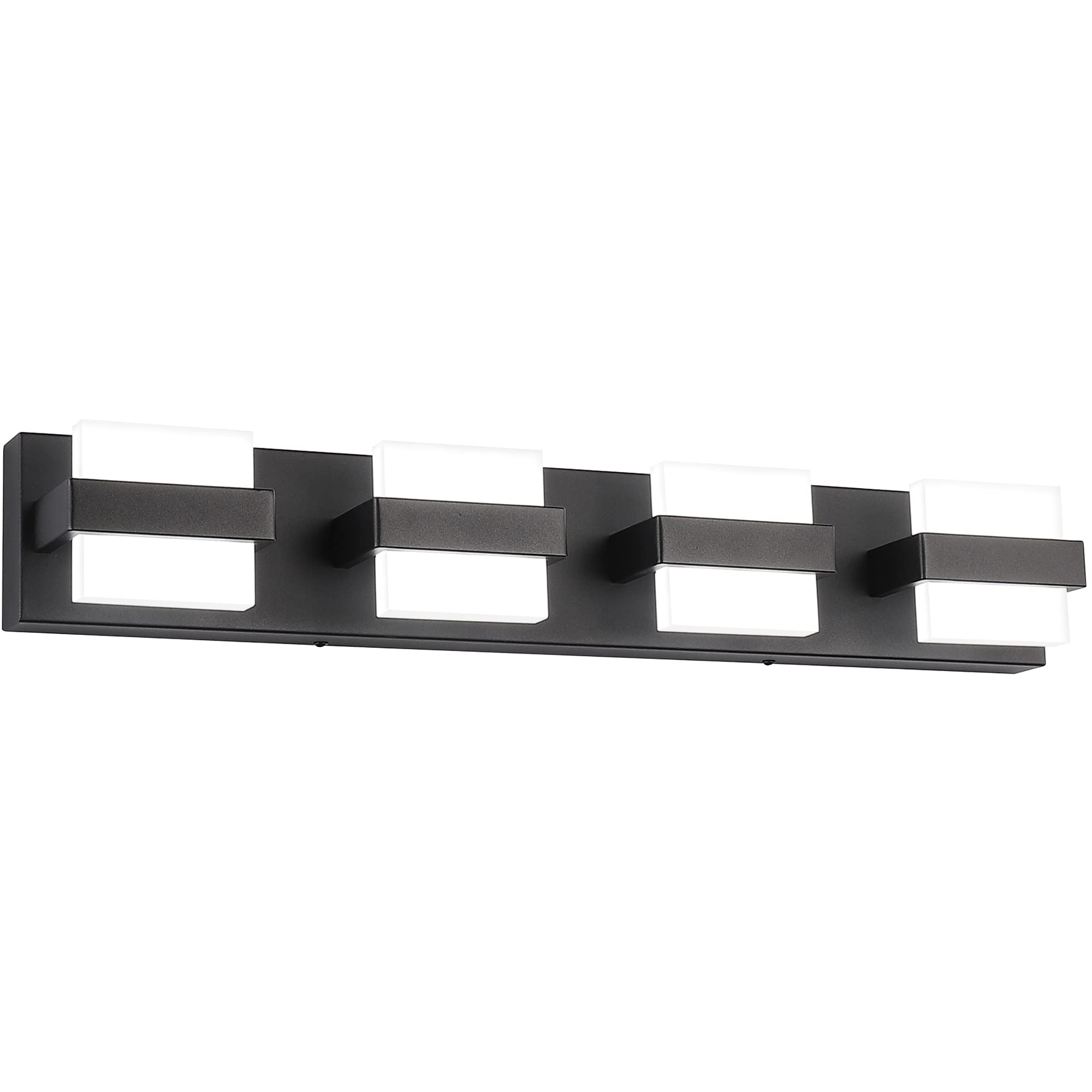SOLFART Modern 4 Light Vanity Lighting Fixtures, Acrylic Shade, Matt Black, Model 7248-4T-WHL-BK-ND, Non-Dimmable, Bathroom Wall Lights