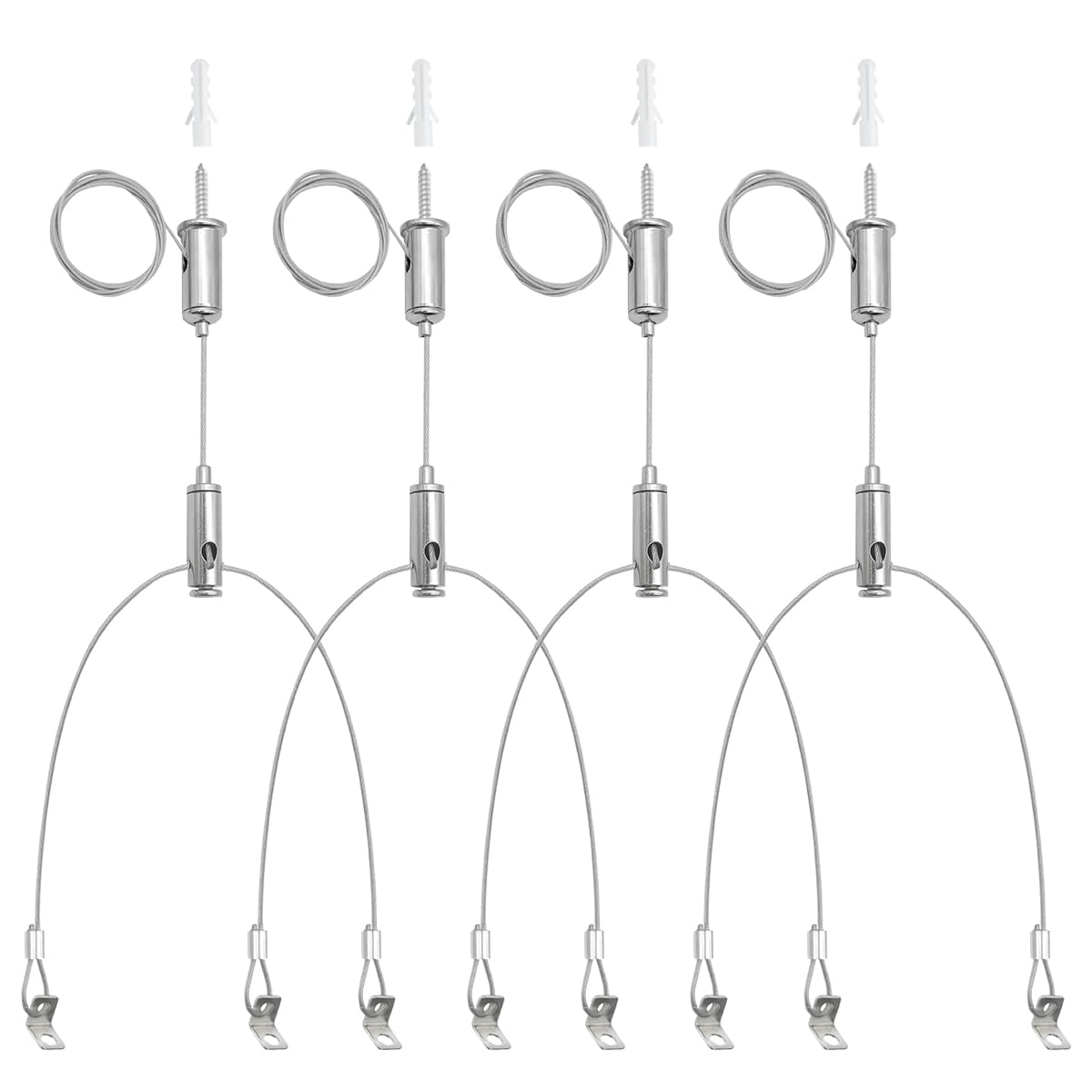Hamrvl 4 Set Aquarium Light Suspension Cables Kit - Adjustable Steel Hanging Chains 5Ft Lighting Fixture Chains Heavy Duty Stainless Steel Rope For Commercial Aquarium Fish Tank Light Led Panel Light