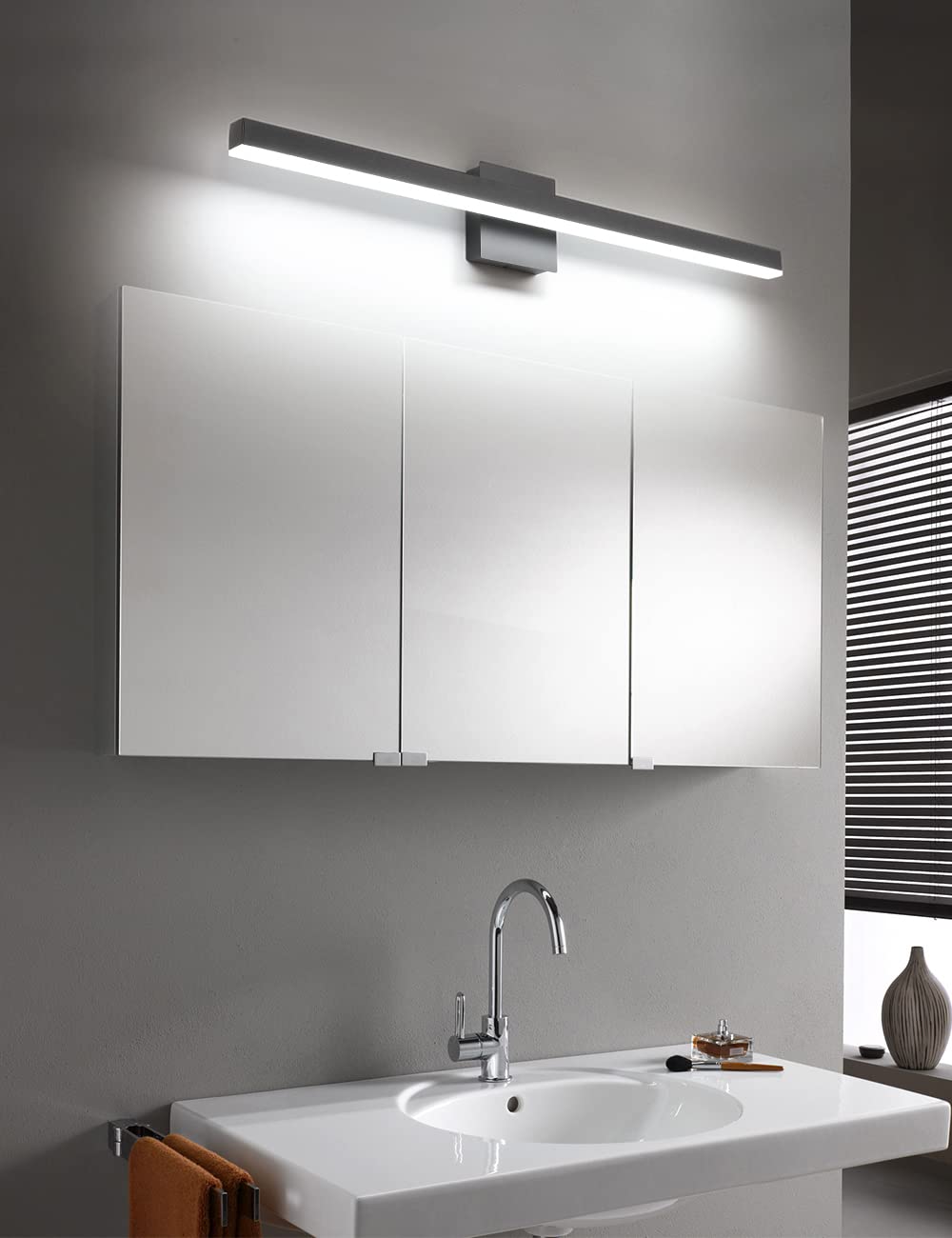 Joossnwell Black Vanity Light Fixtures, Industrial Aluminum LED Sconce, 35.4 inch, 22W, 6000K, Model 7560