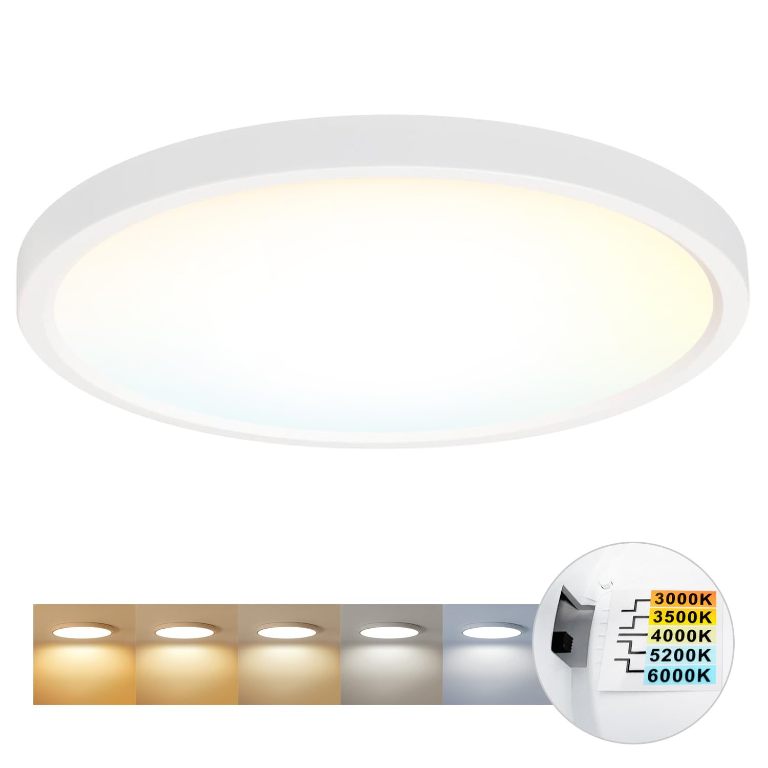 LVWIT LED Ceiling Light Flush Mount, 36W Dimmable, 15.8 Inch, Round, White, Model JM-FH400DL