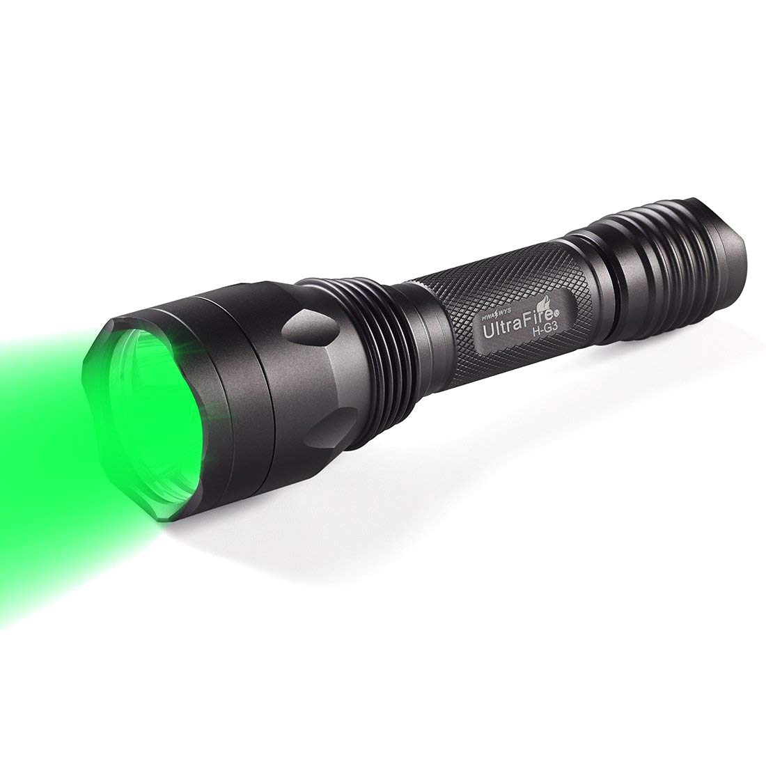 Ultrafire Green Hunting Flashlight, 650 Lumens, Single Mode, 520-535 Nm Wavelength 256 Yards,Tactical Led Night Hunting Light Fo