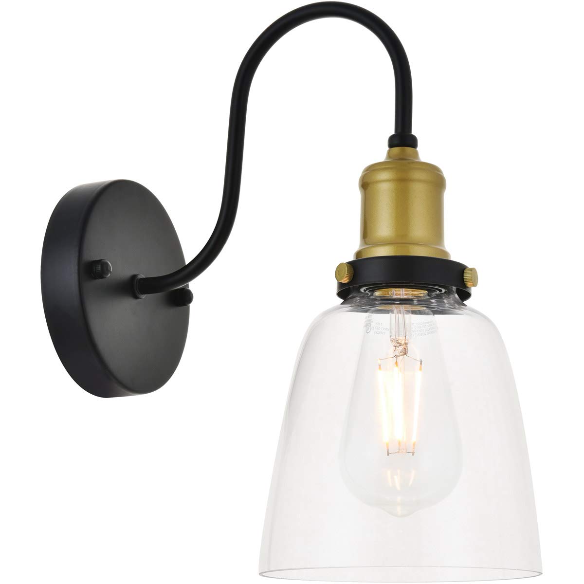 Living District Felicity 1-Light Metal Wall Sconce in Brass and Black