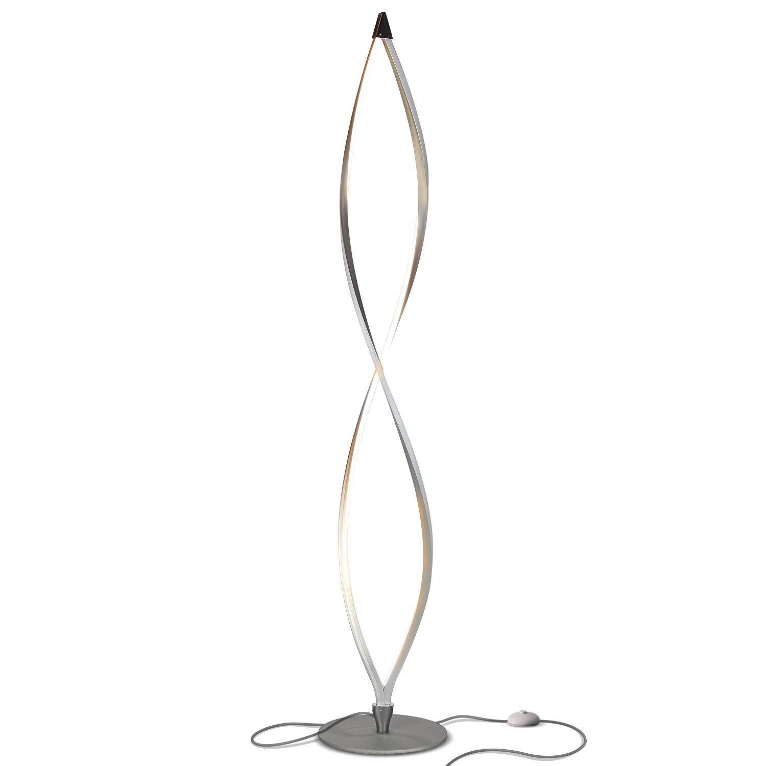 Brightech Twist Floor Lamp, Dimmable LED Spiral Lamp, Silver, Model TWIST-SLVR