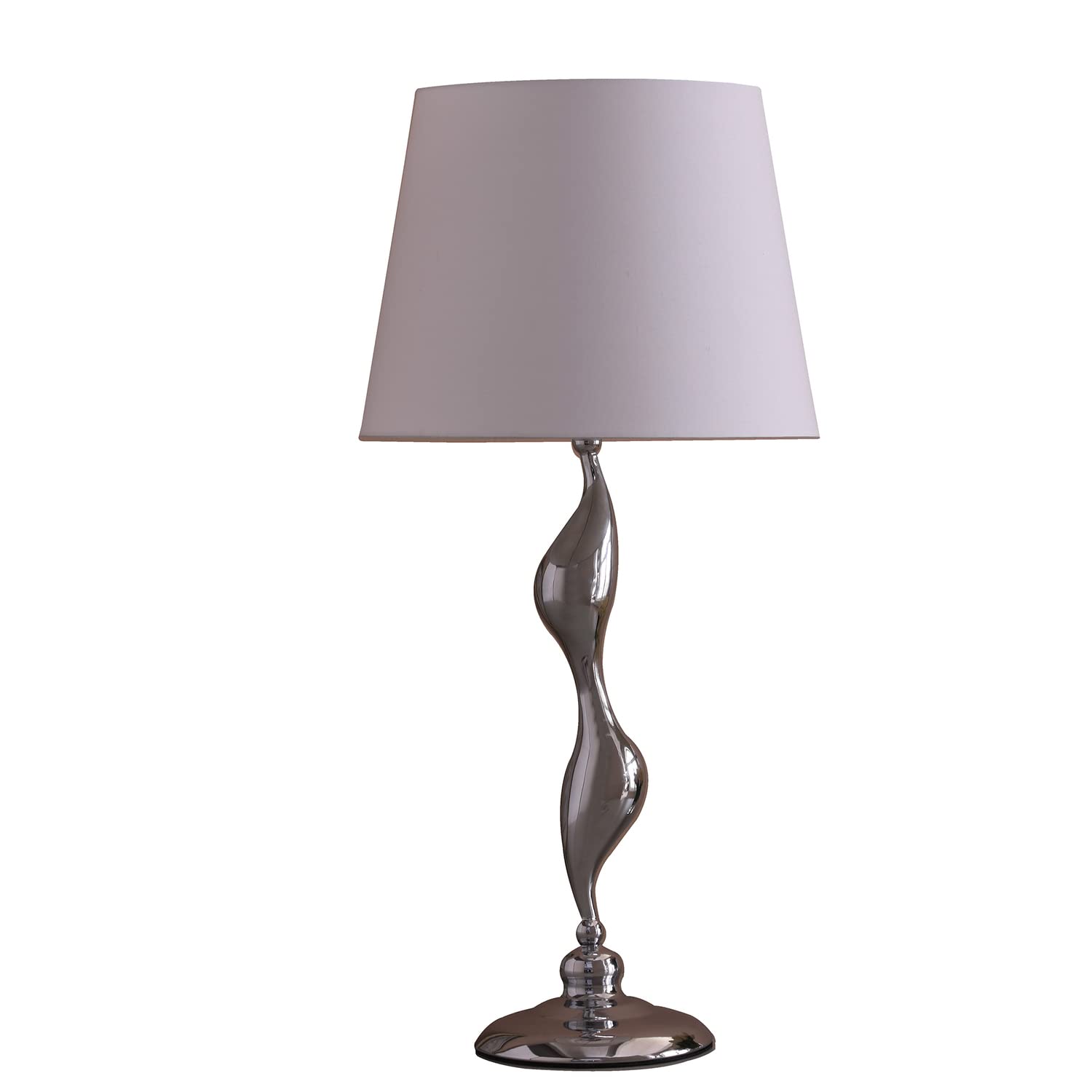 ORE International 24-Inch Art Deco Silver Table Lamp, Chrome and White, Modern Design