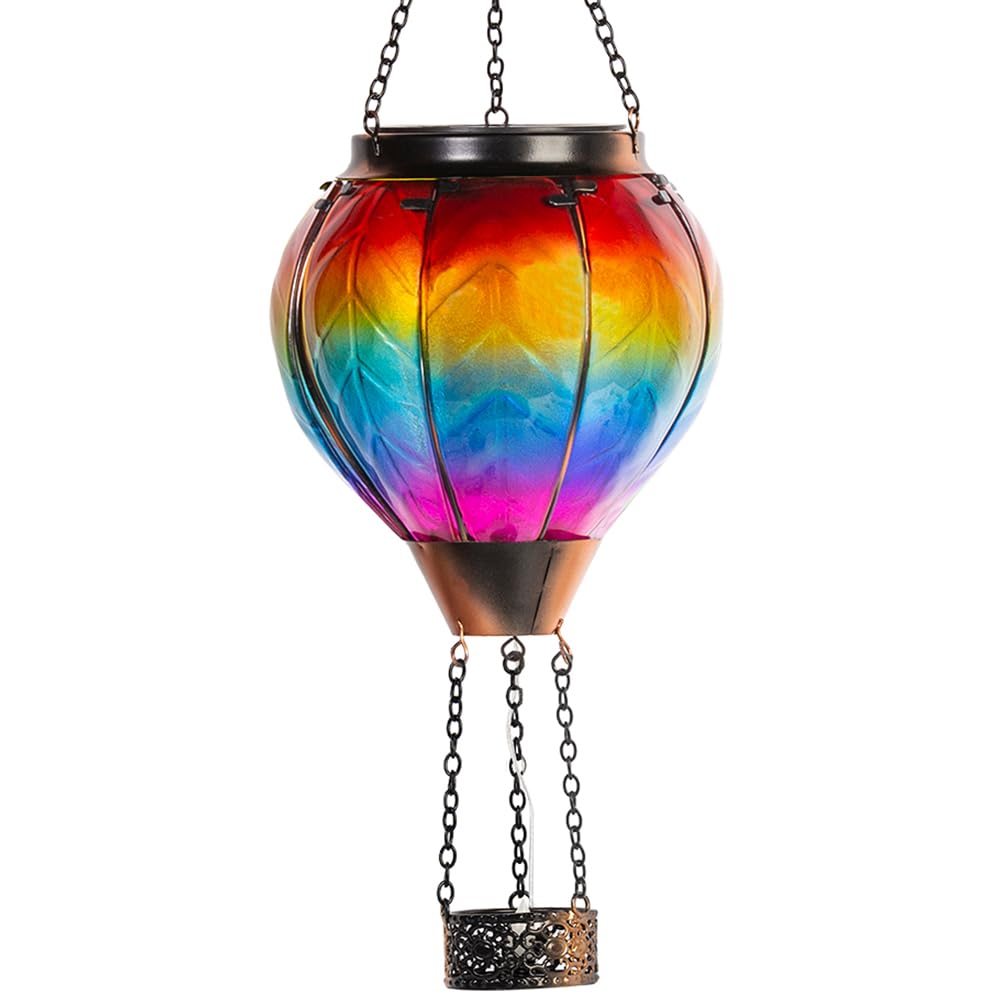 Starsoul Hot Air Balloon Solar Lantern with Candle Holder Solar Hot Air Balloon Flickering Flame Hanging Garden Light Waterproof