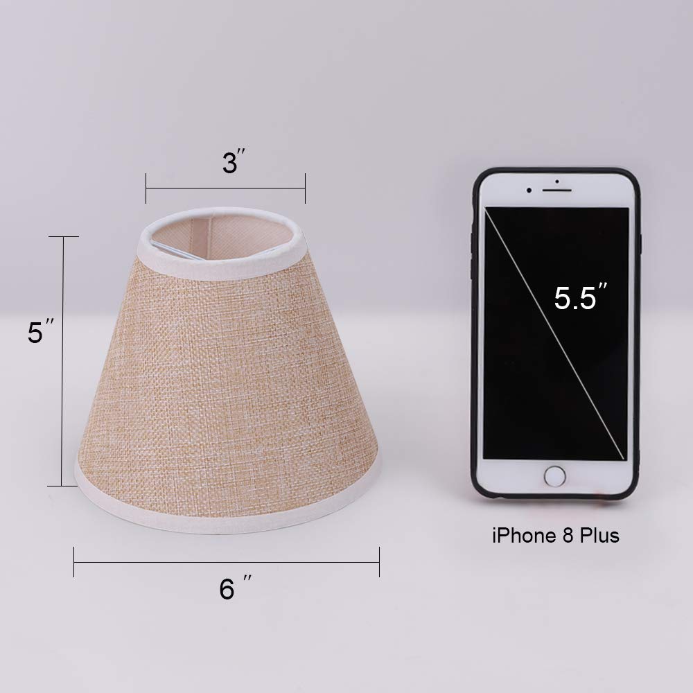 Wellmet Small Clip-on Drum Lamp Shades Set of 6, Linen, 3in x 6in x 5in, Model LP-TAP-Linen