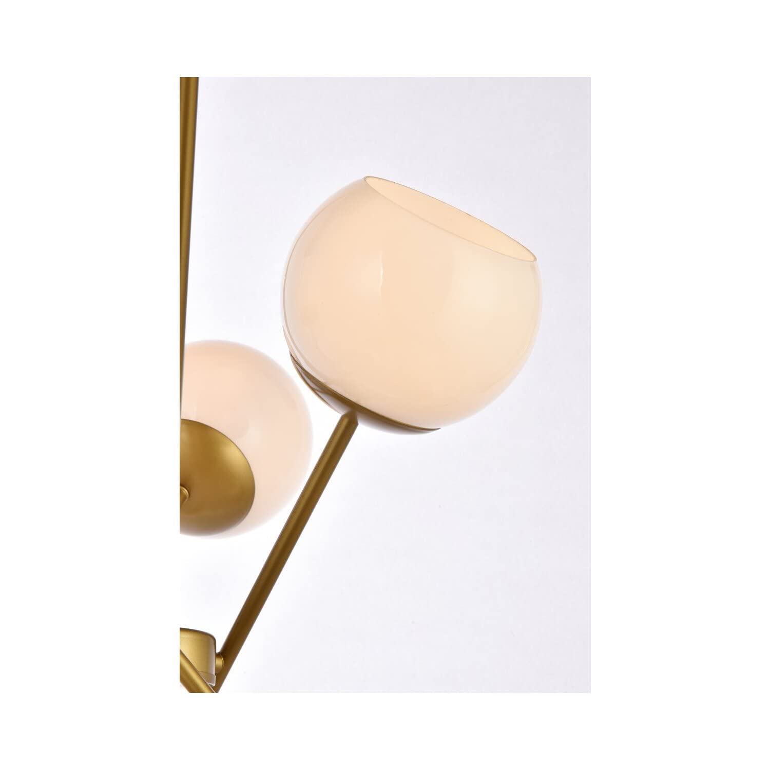Living District Axl 6-Light Mid-Century Metal Pendant in Brass and White