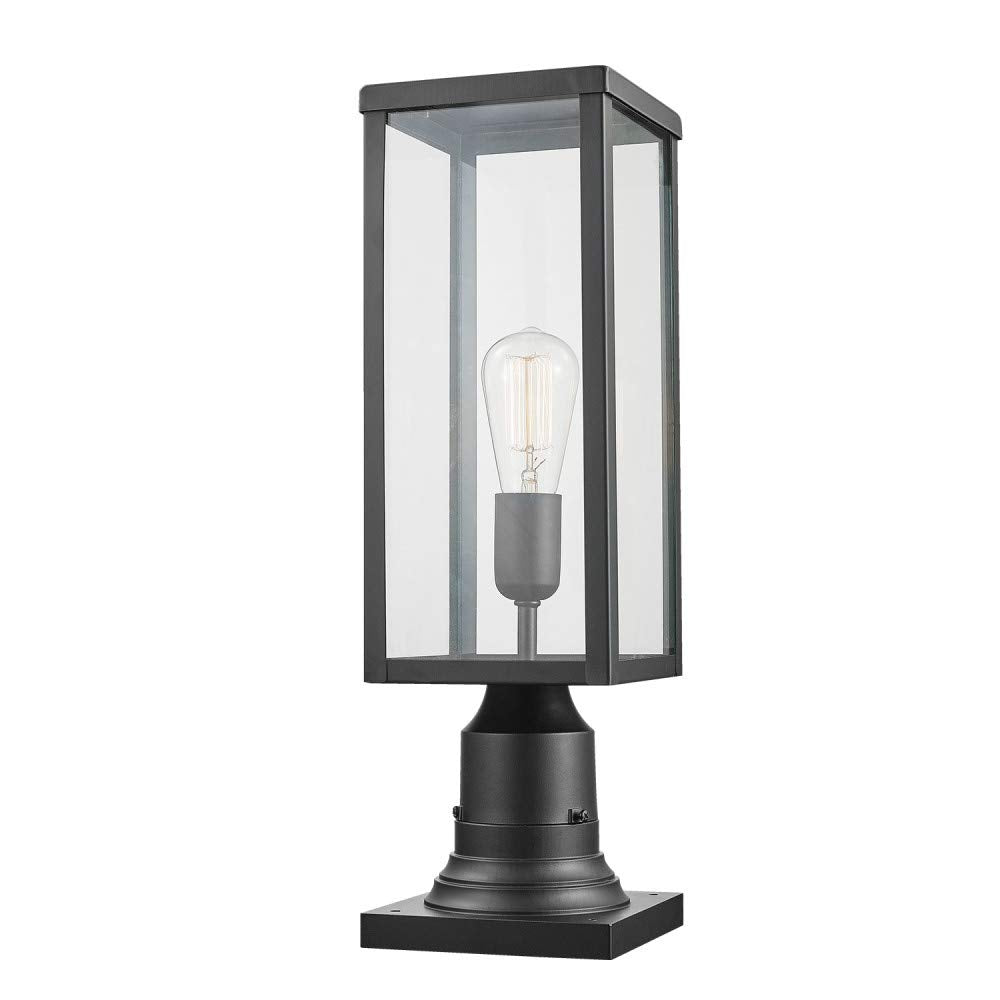 Globe Electric 44384 Outdoor Lamp Post Light Fixture, Matte Black, Clear Glass, Landscape Lighting, Bulb Not Included