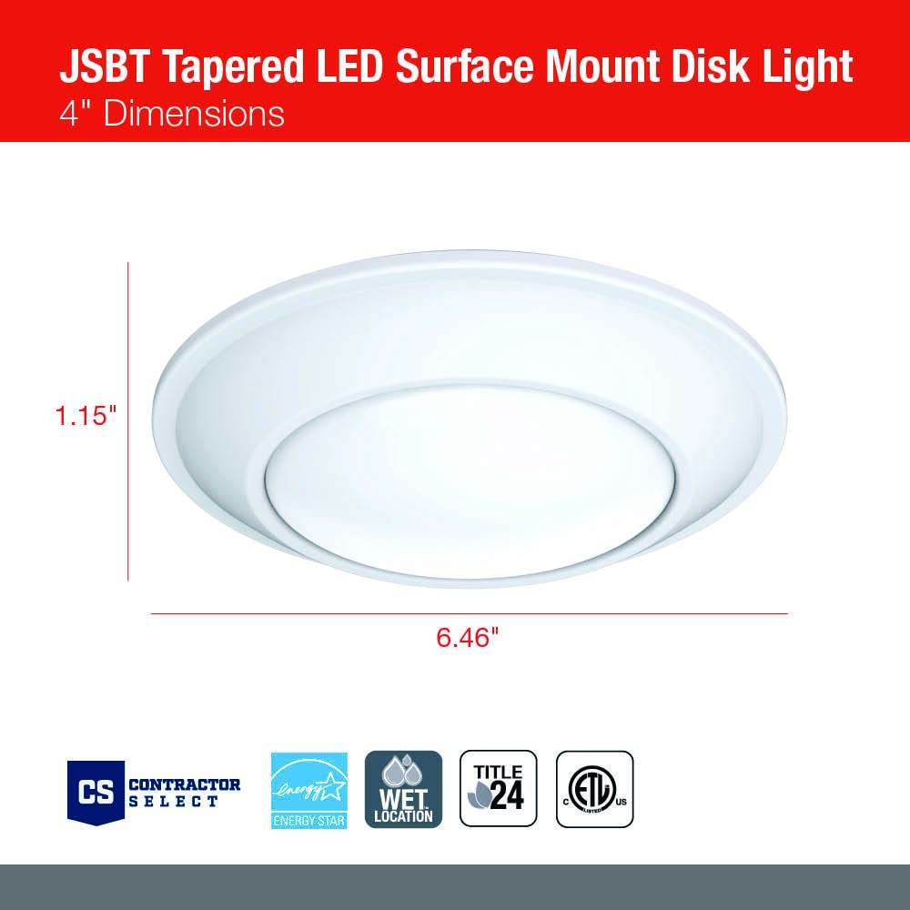 Juno Jsbt 4-Inch Slimbasics Tapered Disk Downlight, 3000K, White (1 Pack)