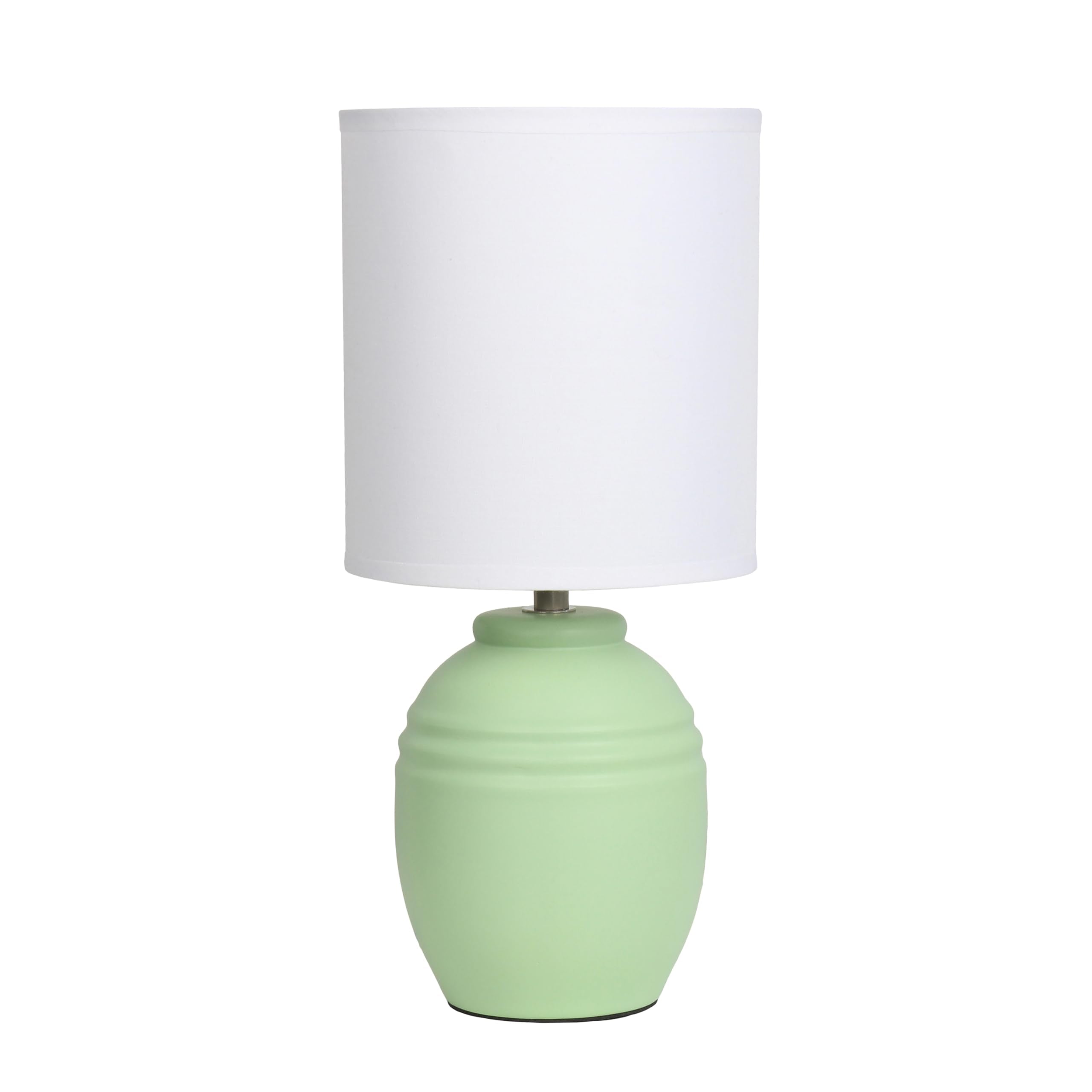 Simple Designs LT1164-SGE 12.5 Chic Glow Mini Classic Jar Table Lamp with Fabric Shade  for Bedroom  Office  Living Room  Stylish Spaces  Sage Green