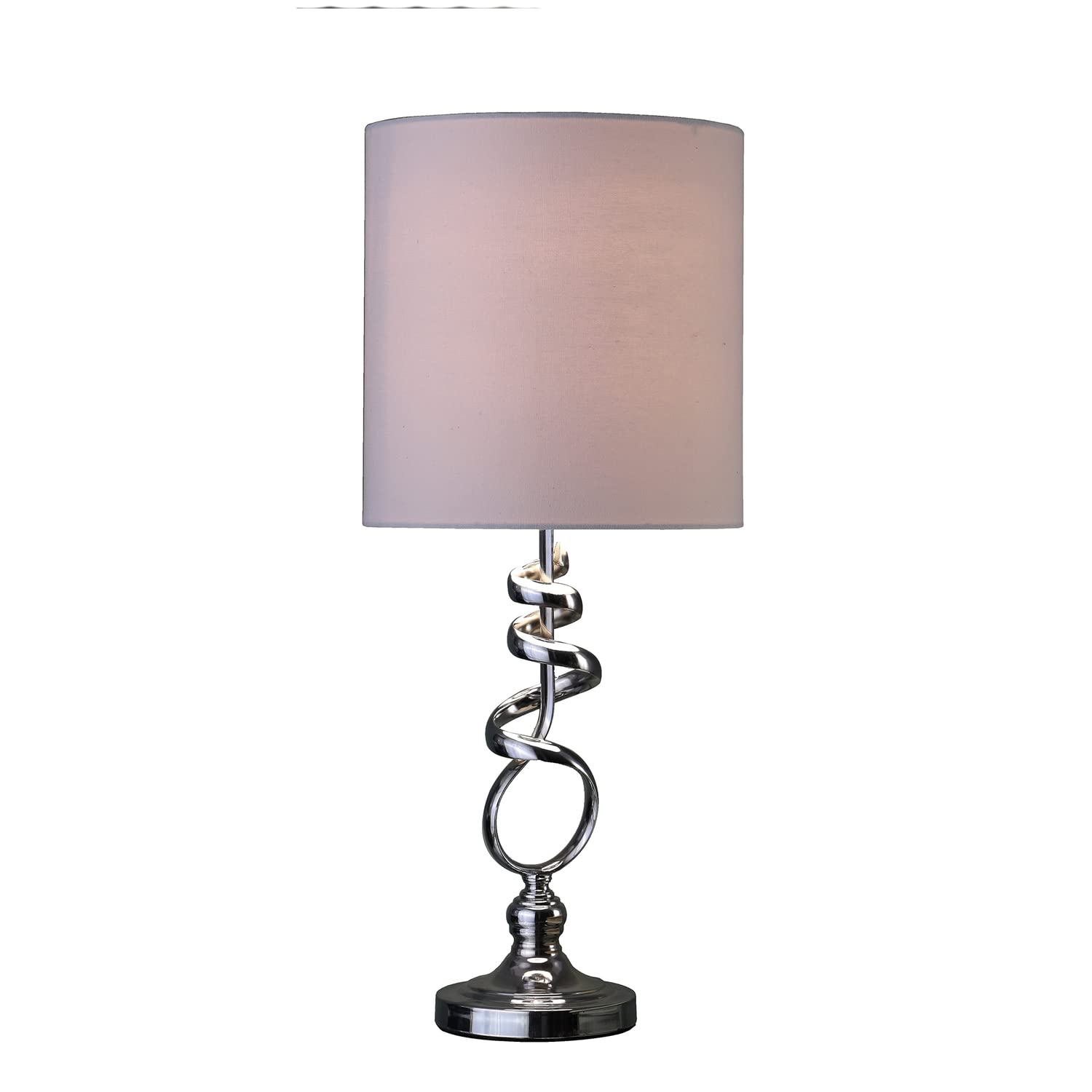 ORE International 21.5-Inch Milo Abstract Table Lamp, Brushed Silver, Chrome Silver & Off White, Model HBL2316
