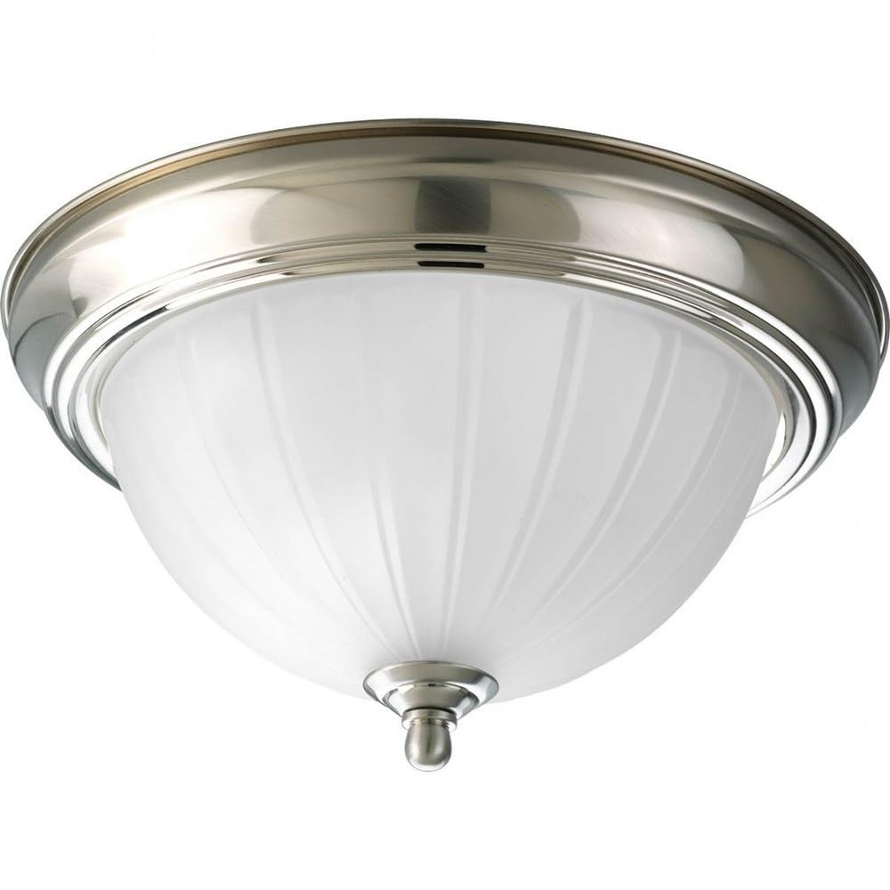 Progress Lighting P3816-09 1-Light Close-To-Ceiling With Etched Ribbed Glass, Brushed Nickel