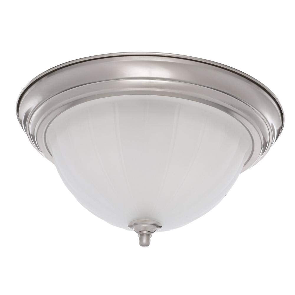 Progress Lighting P3817-09 2-Light Close-To-Ceiling With Etched Ribbed Glass, Brushed Nickel