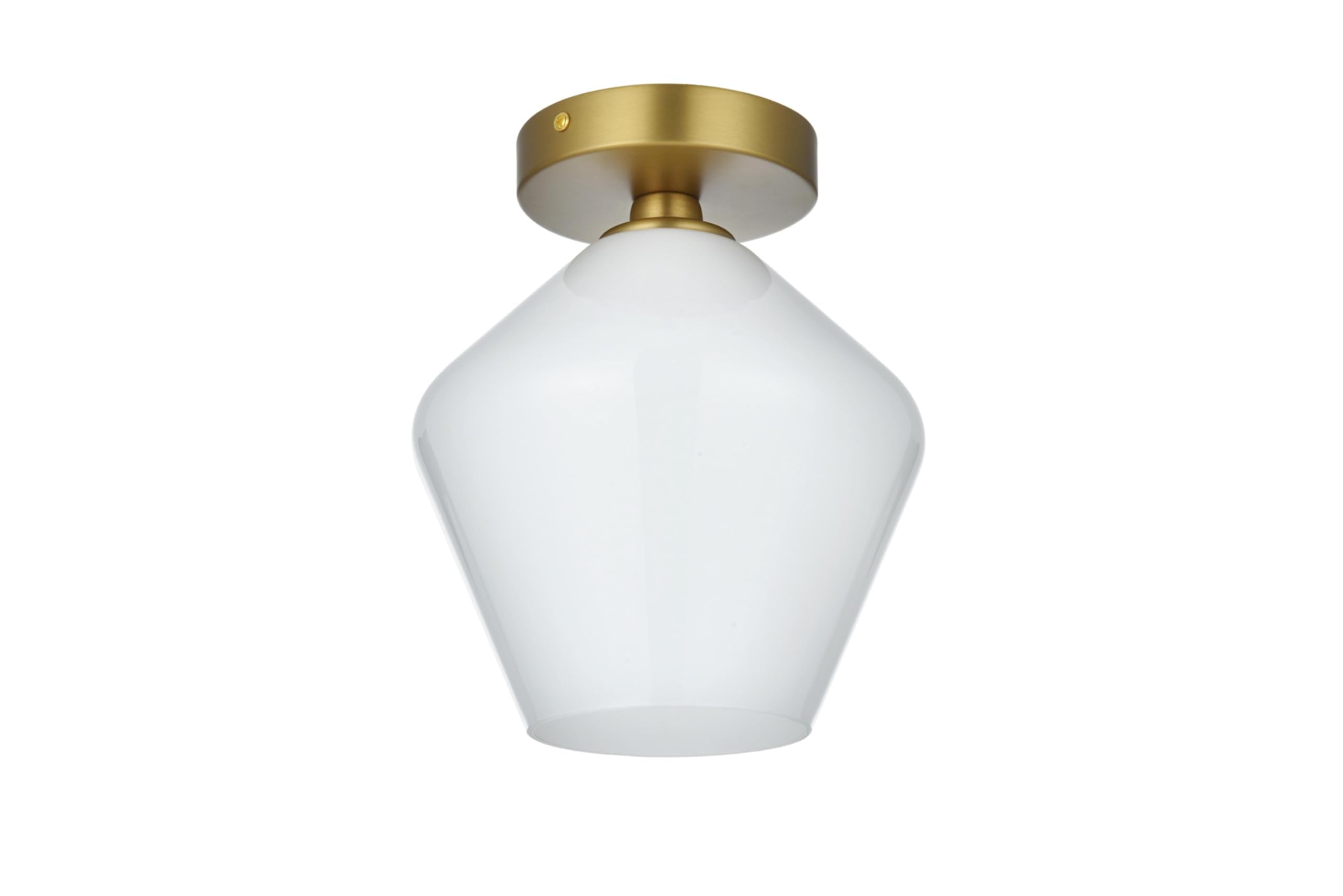 Living District Gene 1-Light Metal & Glass Flush Mount in Brass/Frosted White