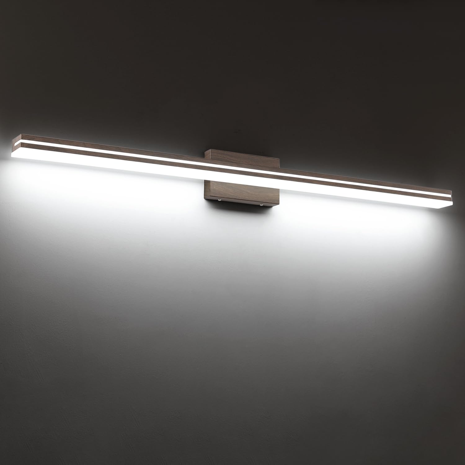 Sinerise 48-Inch Led Modern Bathroom Vanity Light Bar  Brown Modern Acrylic Bathroom Wall Lighting Fixtures Over Mirror (Cool White 6000K)