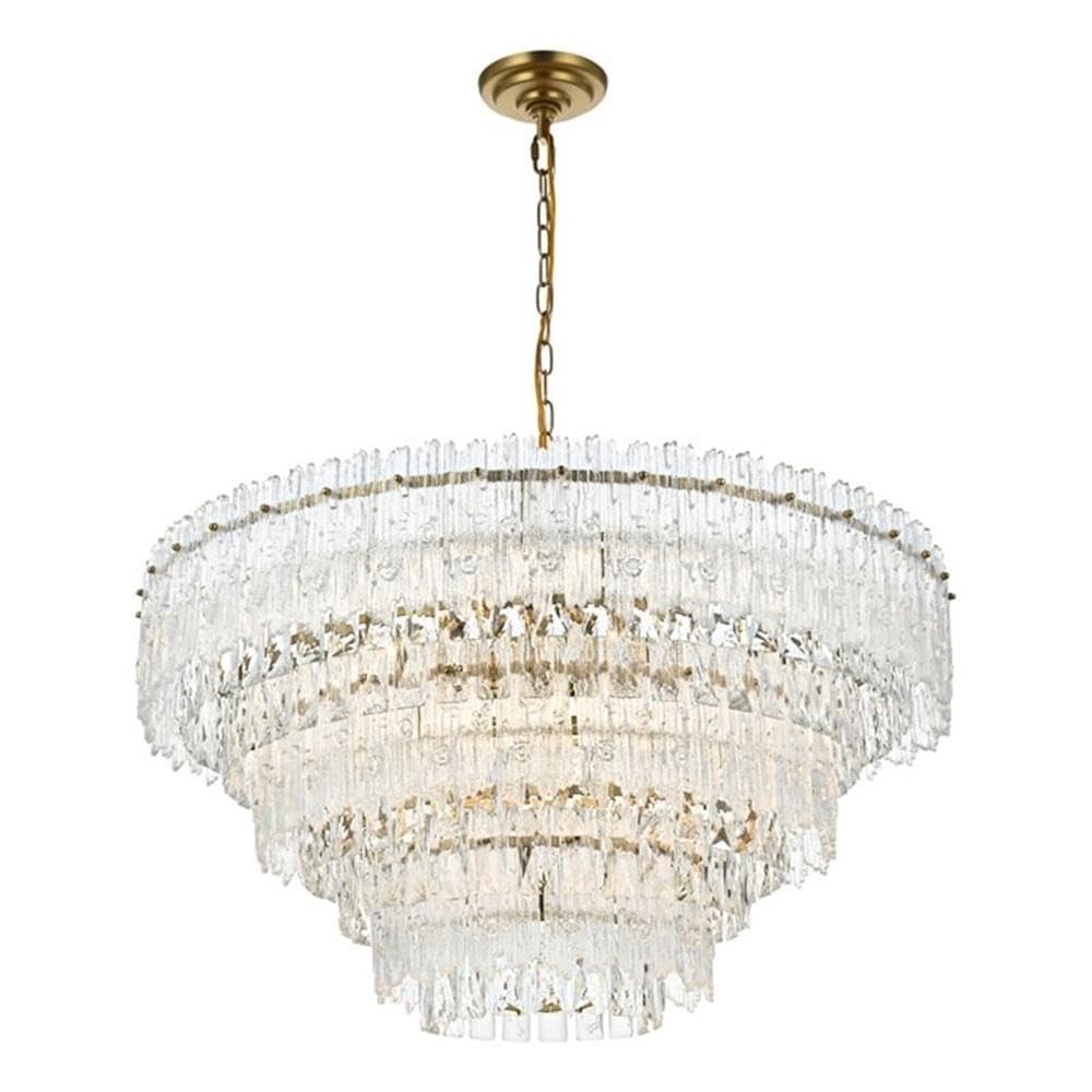 Elegant Lighting Emilia 10-Light Metal & Glass Chandelier in Satin Gold/Clear