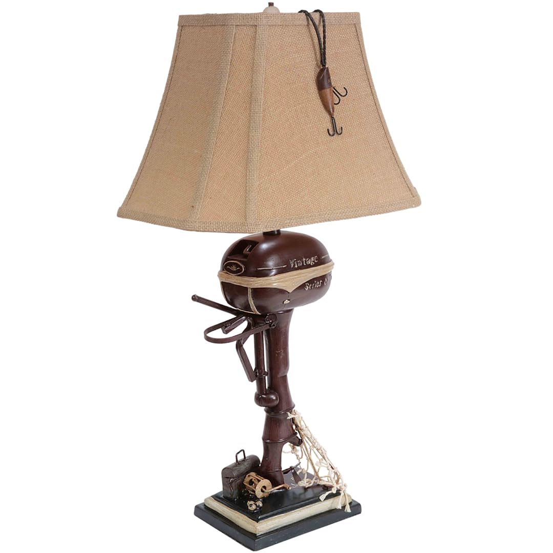 BLACK FOREST DECOR Vintage Motor Boat Lamp - Nautical Cabin Decor, 30" x 16" x 11", Ideal for Living Room, Nightstand, Desk