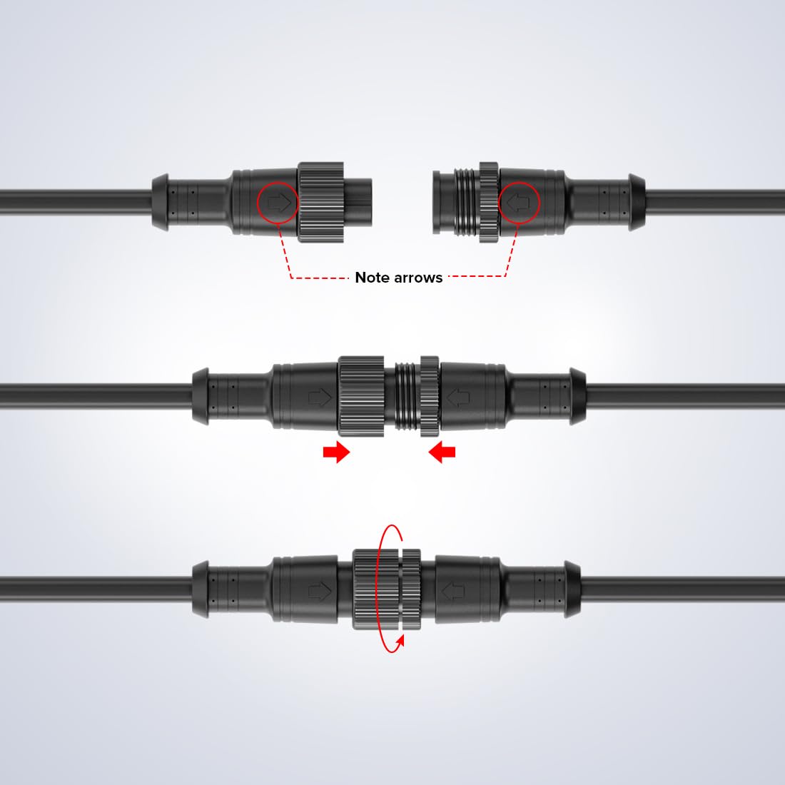 Btf-Lighting 2 Core 2 Pin Big Size Ip67 Y Shape 1 Male-Divided-2 Female Splitter Connctor Black Plastics 0.75Mm/18Awg 22Mm Metal Metal Nut Support All Btf-Lighting 2 Pin Big Size Ip67 Connectors
